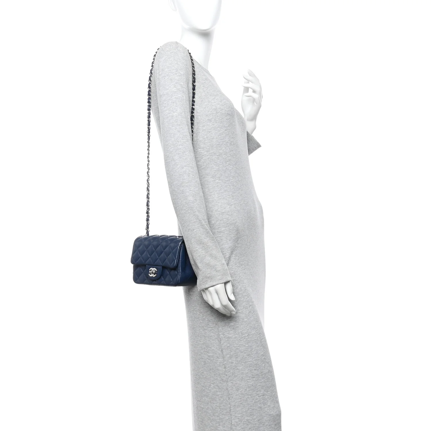 Caviar Quilted Mini Square Flap Navy