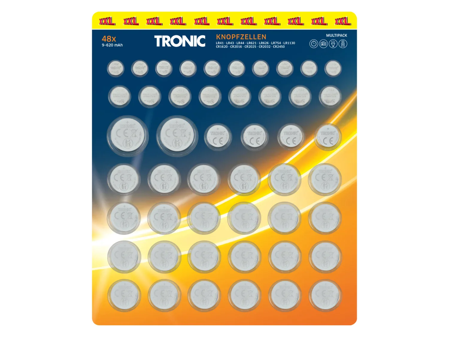 TRONIC Pack de 48 piles bouton