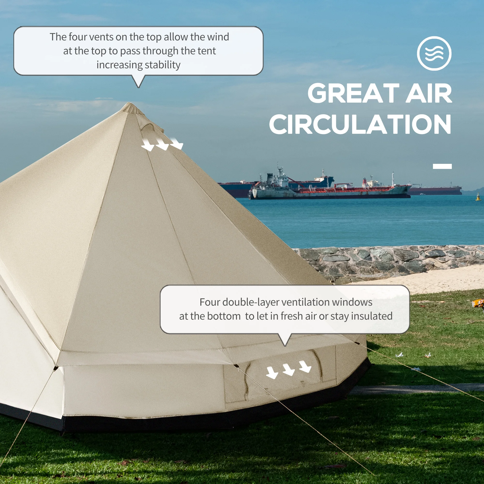 10 Person Waterproof Camping Tent Yurt with Unique Style, Spacious Interior, Breathable Waterproof Design, 16' x 16' x 10' Image 5