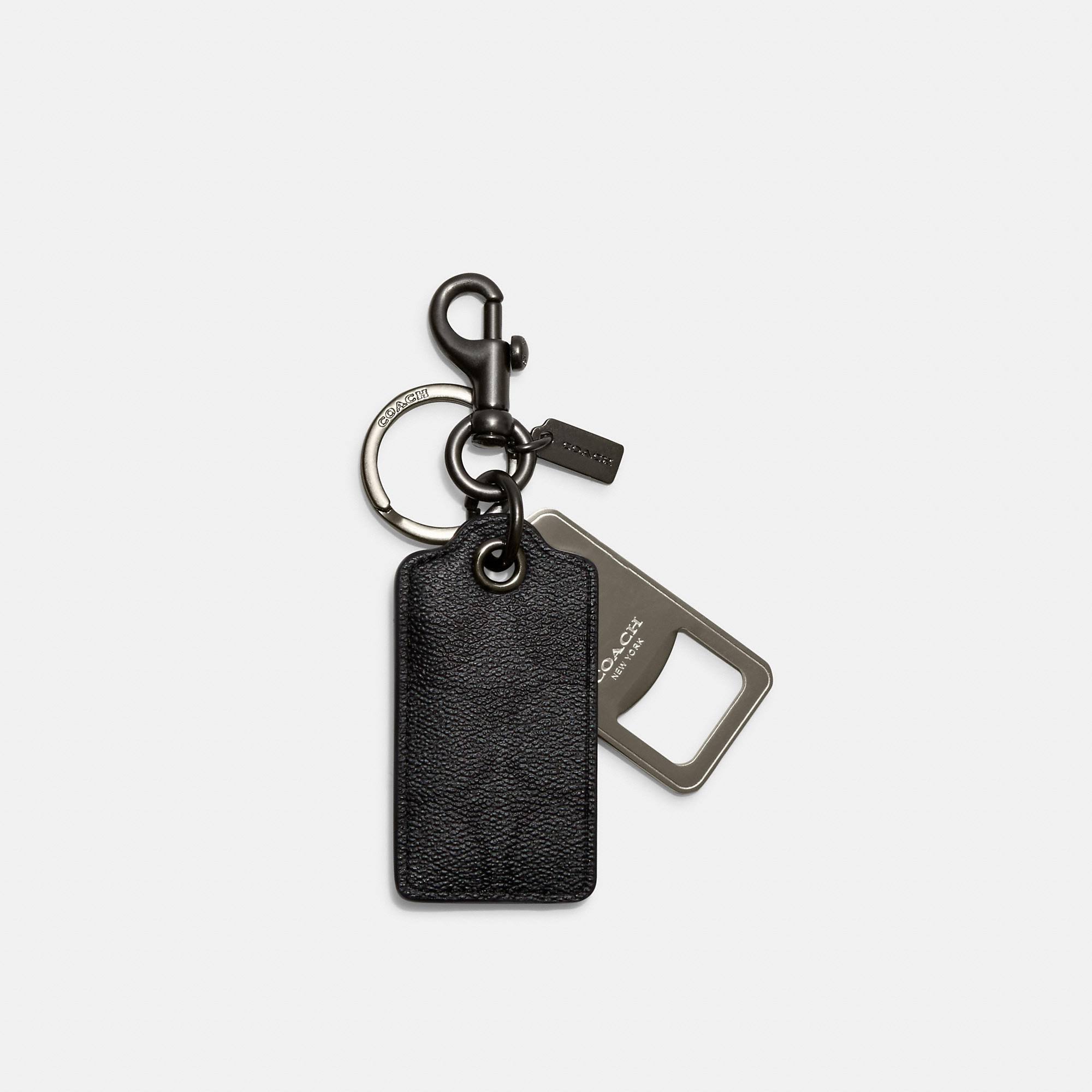 Coach Outlet Bottle Opener Key Fob in Signature Canvas - Black