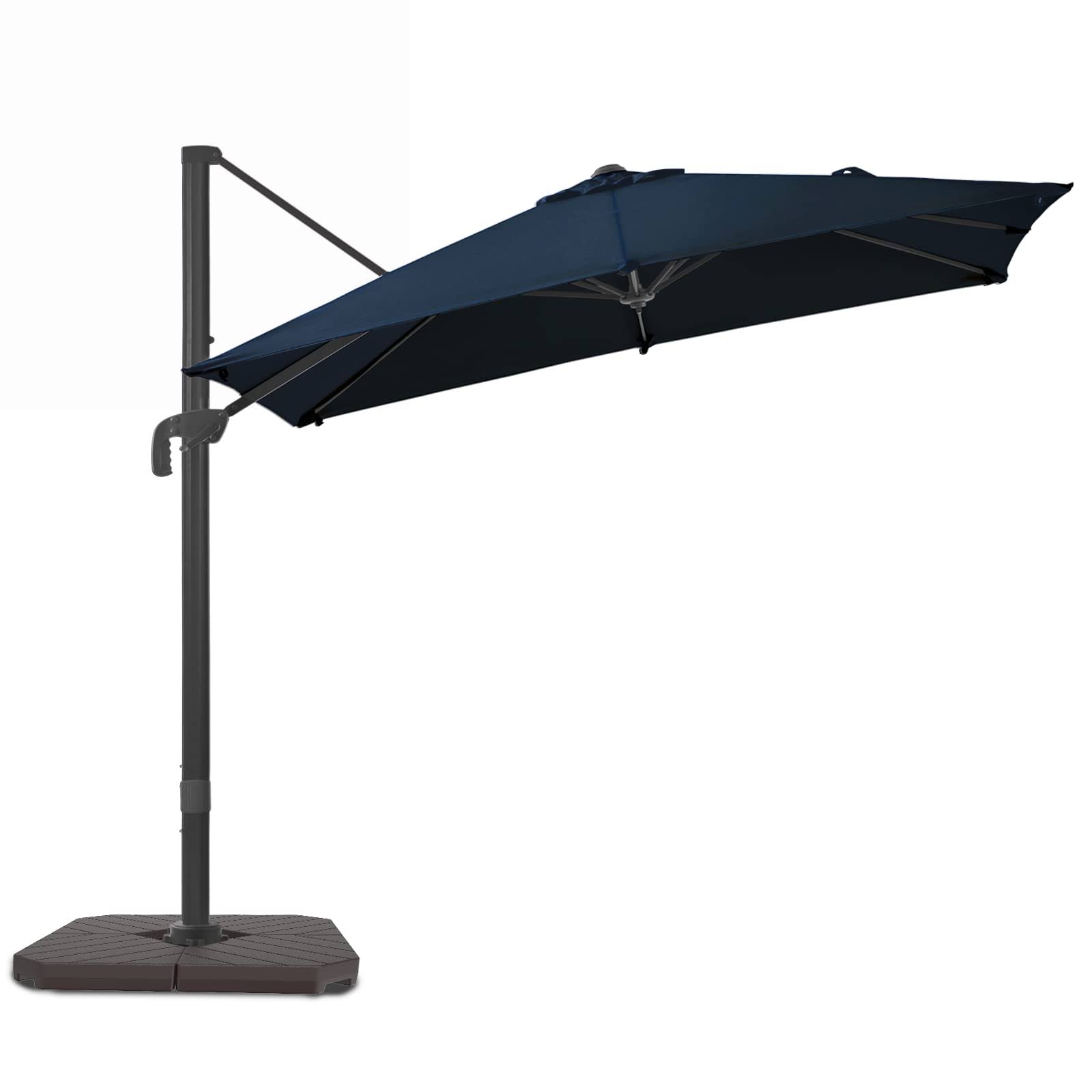 Wikiwiki S Series Cantilever Patio Umbrellas 8.2 * 8.2ft Square Outdoor Offset Umbrella/Fade & UV Resistant Solution-Dyed Fabric 5 Level 360