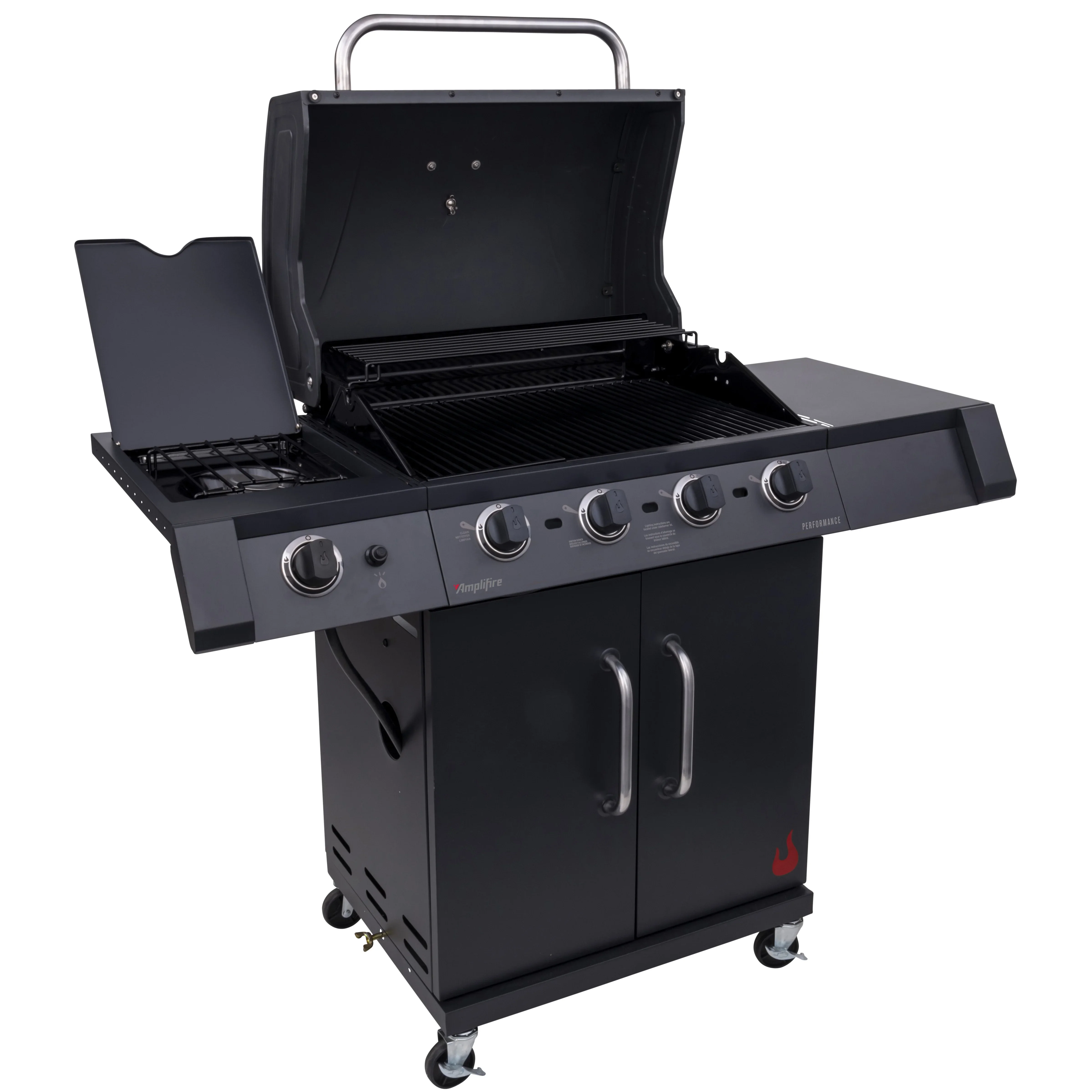Performance Series Infrared 4-Burner Propane Gas Grill Cabinet with Side Burner, Black