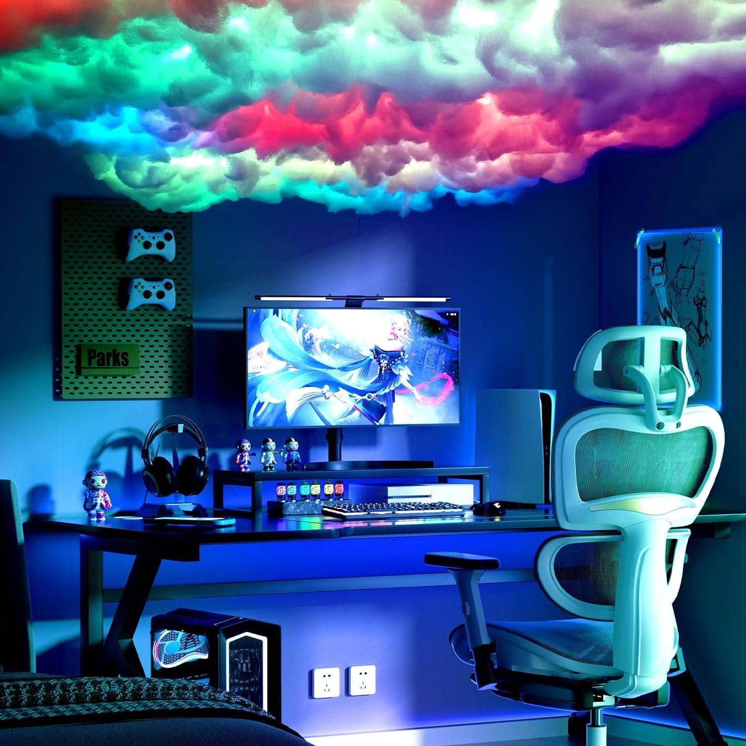 Upgraded 3D Thundercloud LED Light, Cloud Music Sync Multicolor Changing Strip Light, Atmosphere DIY Creative Thunder Cloud Lamp Wall Ceiling Light