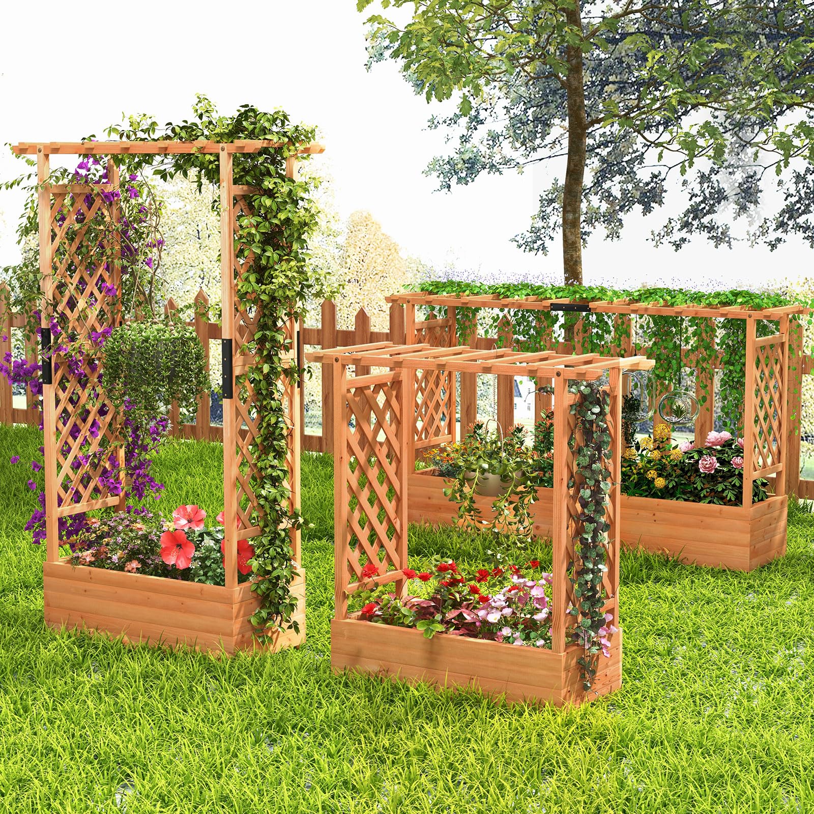 Raised Garden Bed with Trellis & Hanging Roof, 79