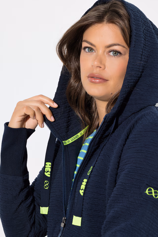 Textured Hooded Sweatshirt Jacket