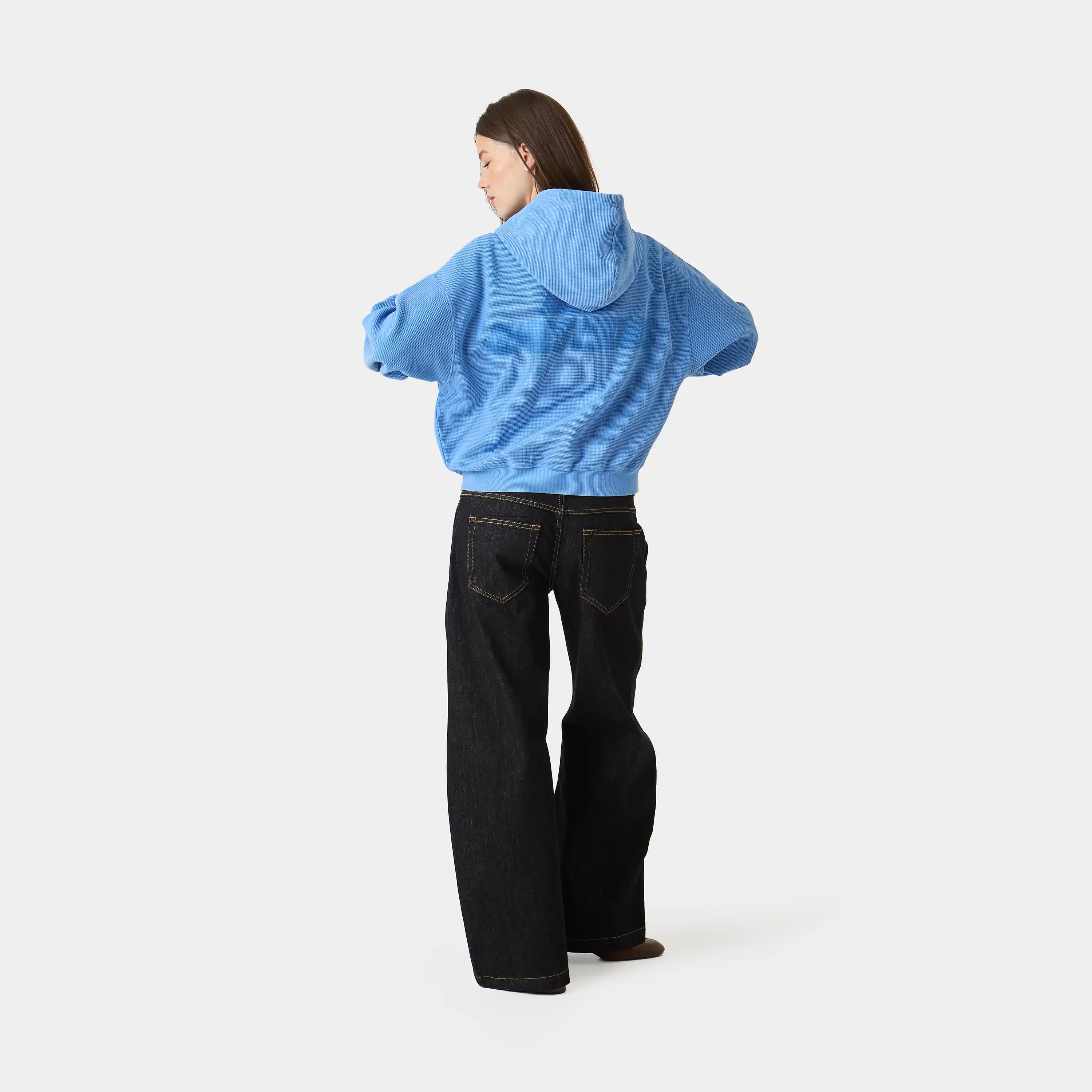 Waffle Cobalt Croped Boxy Full Zip