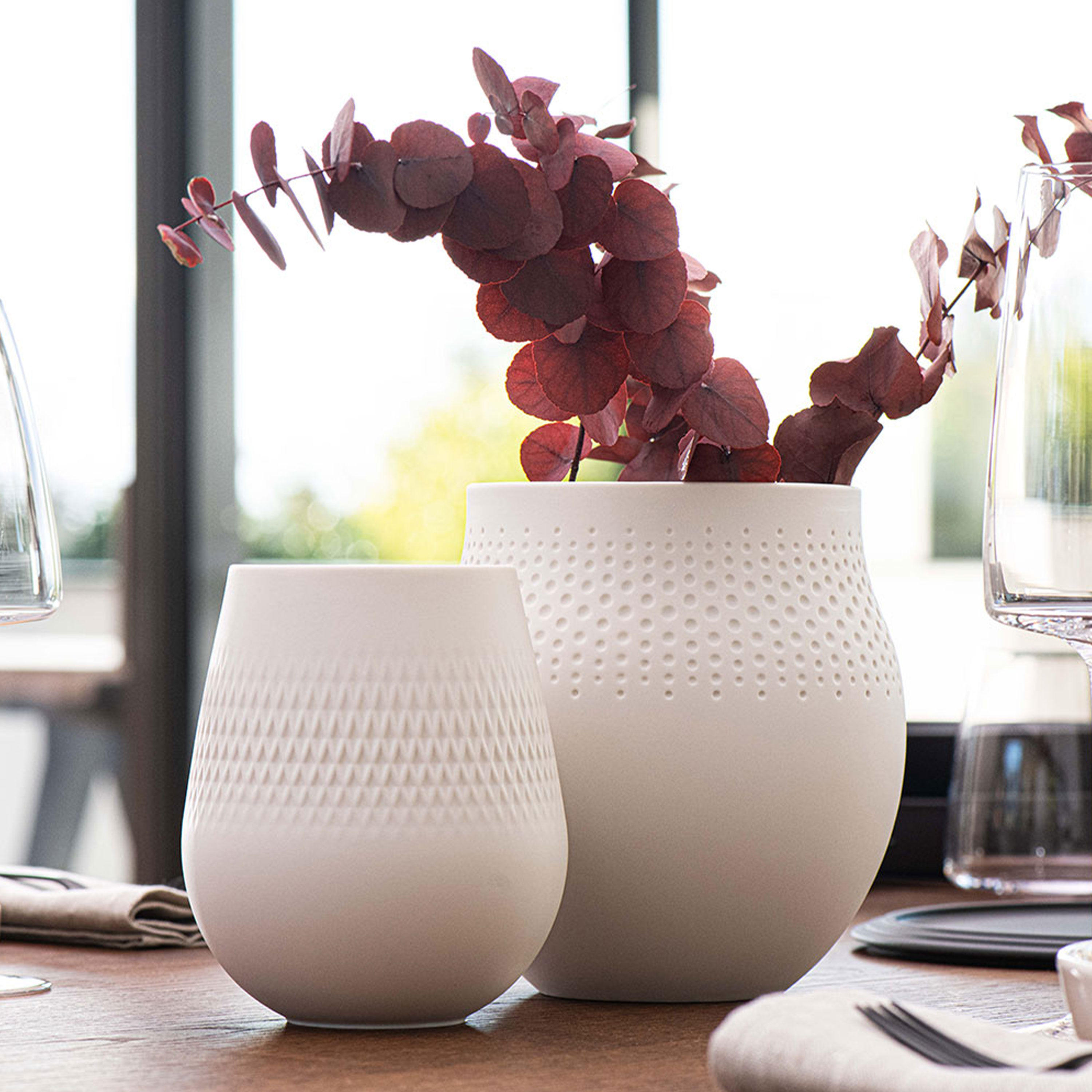 Manufacture Vase - White, 8.2'' x 9.1'', Premium Porcelain