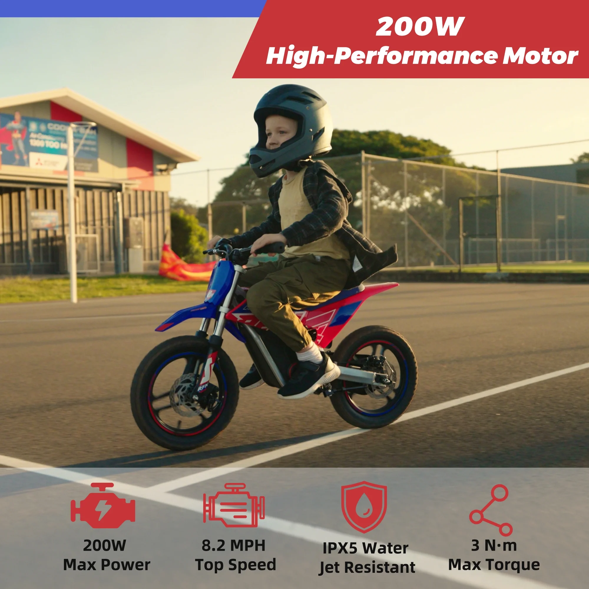 Warrior Kids SX-E150 24V 200W Kids Electric Dirt Bike �?2-Speed Off-Road Motorcycle, 8 mph, 6.2 mile Range, Ages 3-6(Warrior Kids SX-E150/8 mph) - Image 3