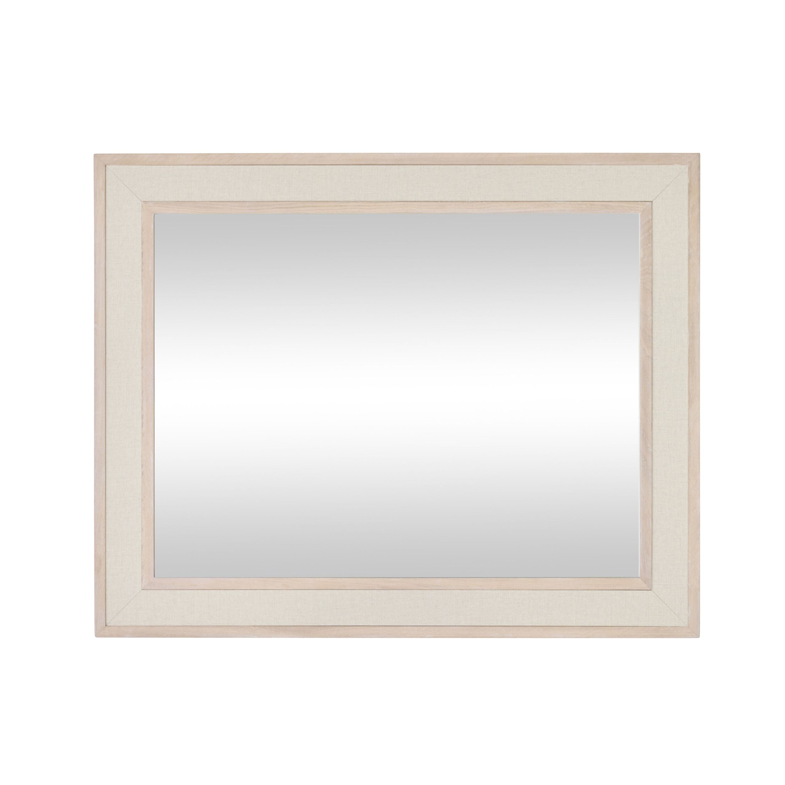 Cannes White Washed Oak & Linen Insert Wall Mirror 100x80cm