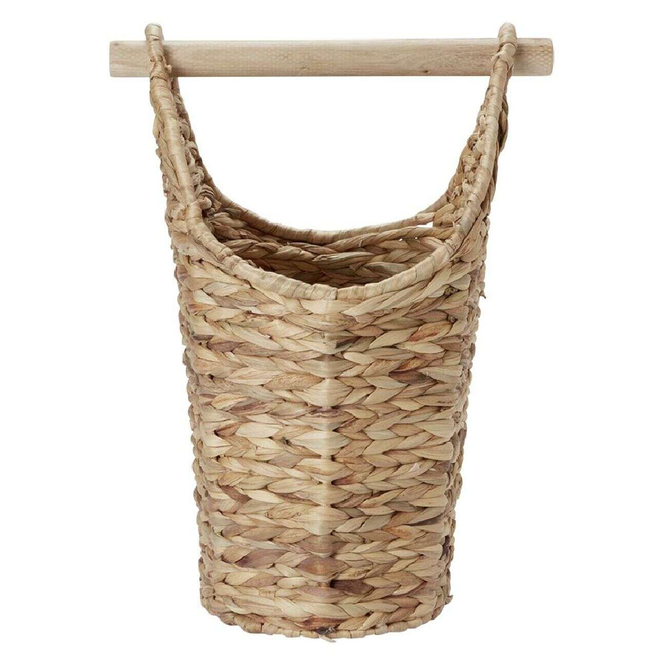 Dérouleur papier WC bois avec panière imitation osier tressé