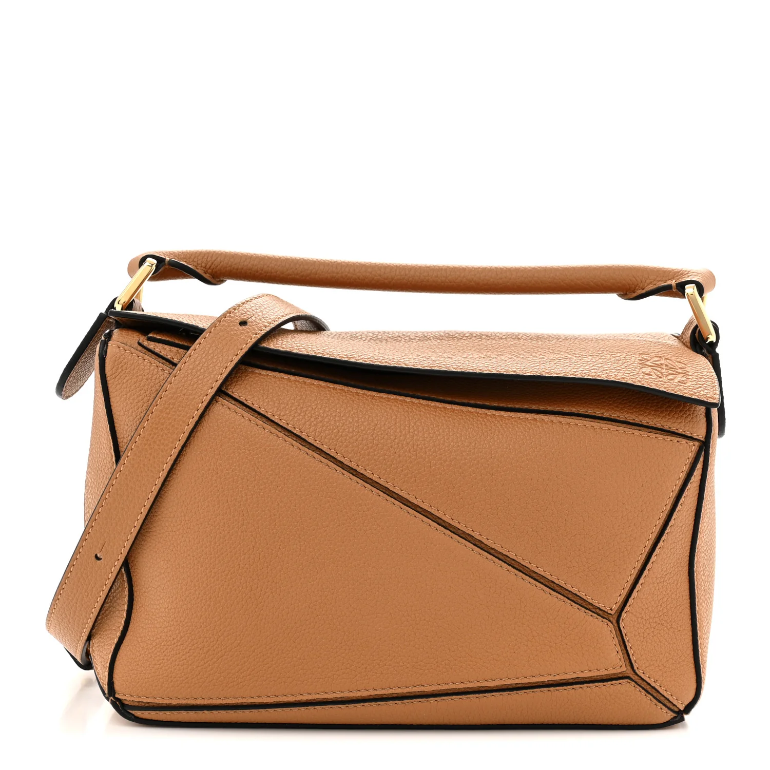 Grained Calfskin Small Puzzle Bag Tan