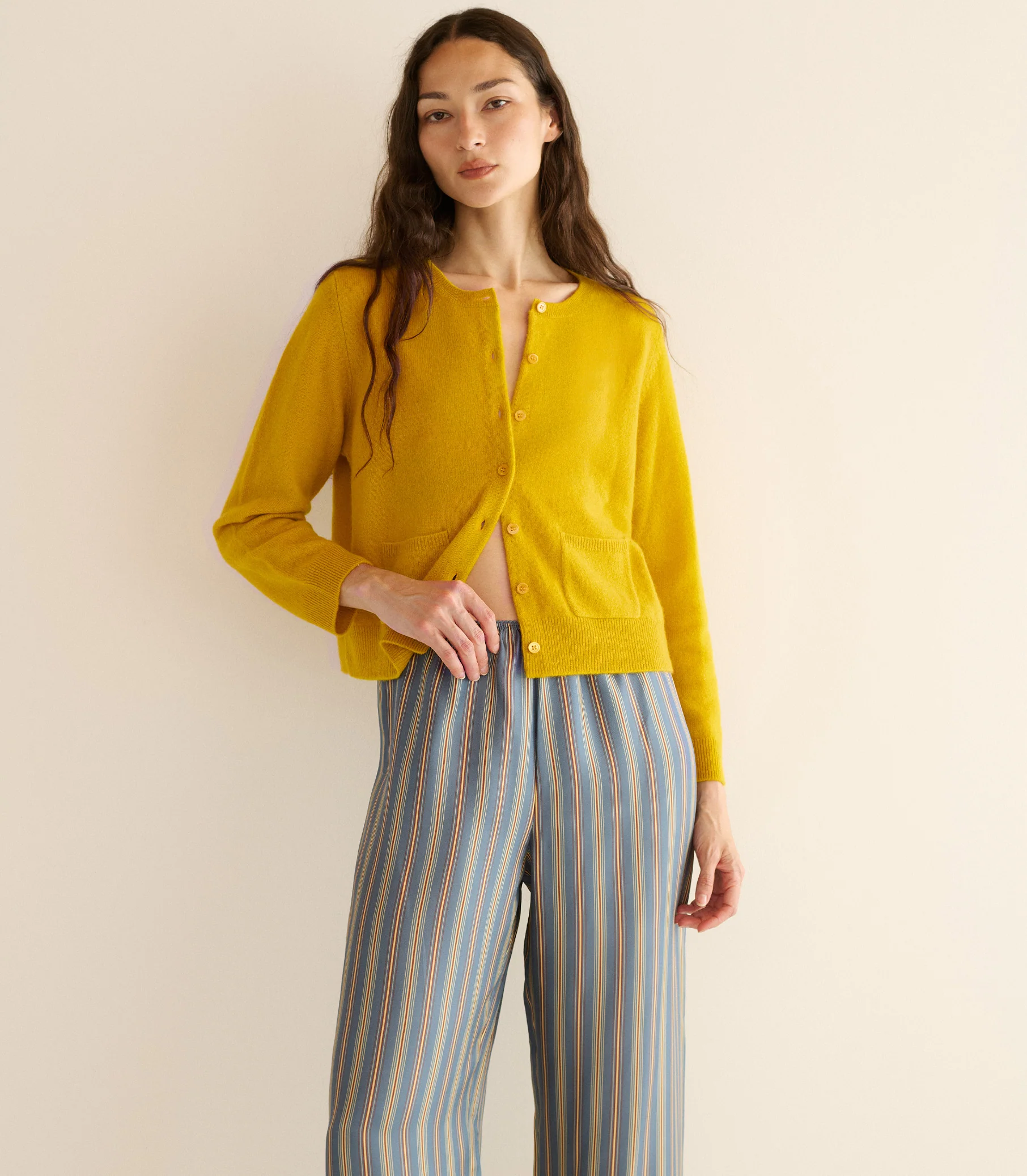 FREYA CASHMERE CARDIGAN -- CITRINE