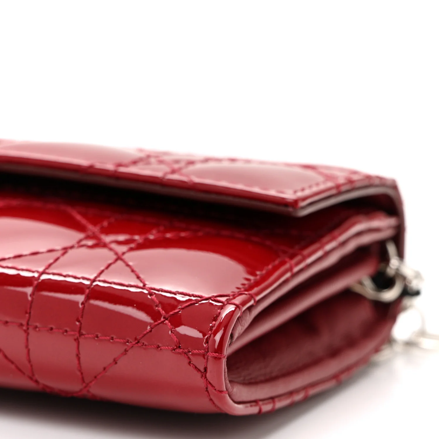 Patent Cannage Lady Dior Rendezvous Wallet On Chain Rouge Ceris