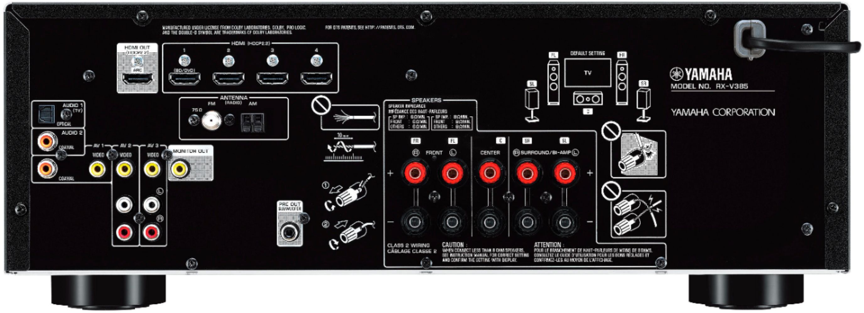 Yamaha 2025 – Système d'enceintes home cinéma 4K 5.1 canaux avec caisson de basses amplifié et streaming Bluetooth – Noir