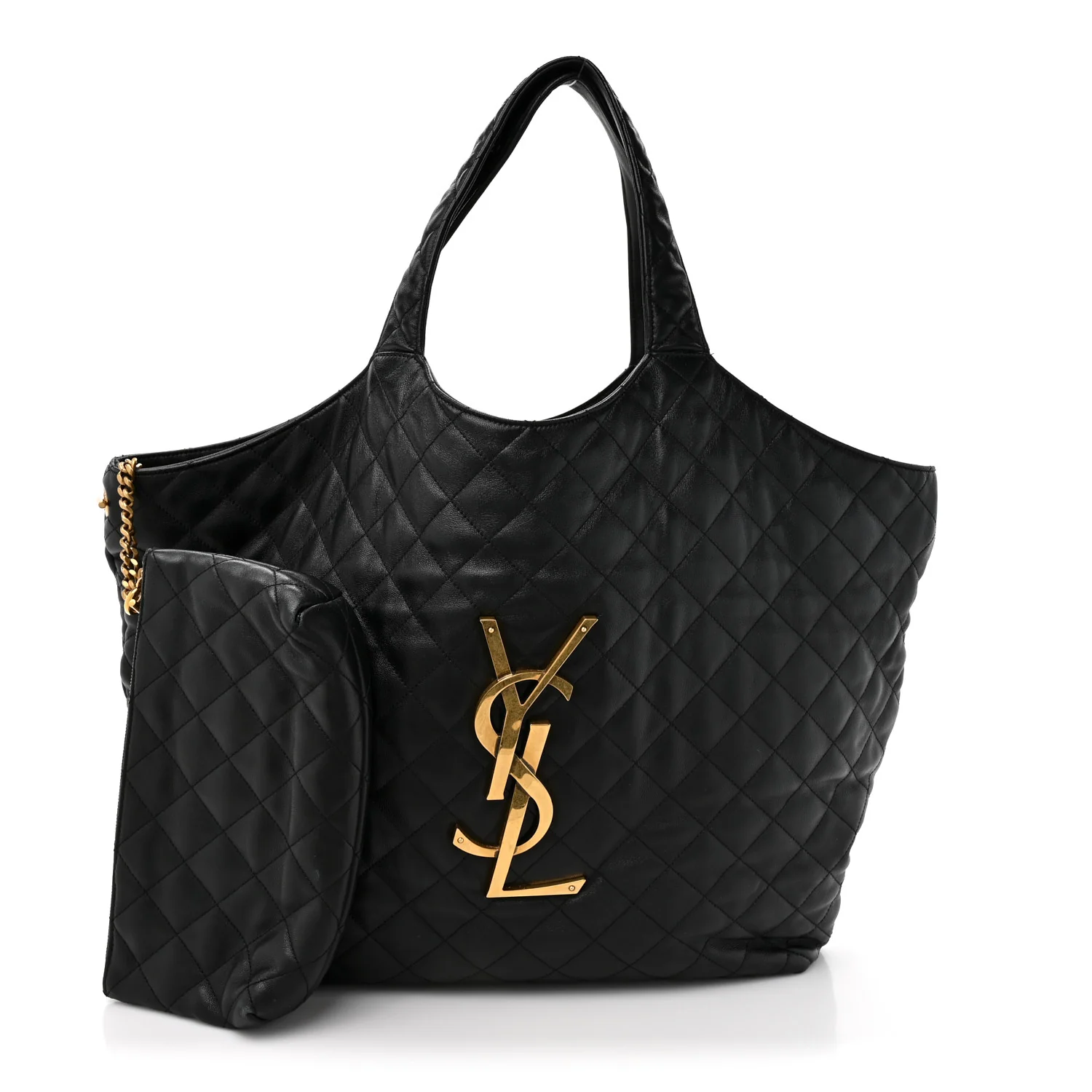 Lambskin Quilted Maxi Icare Shopping Tote Black