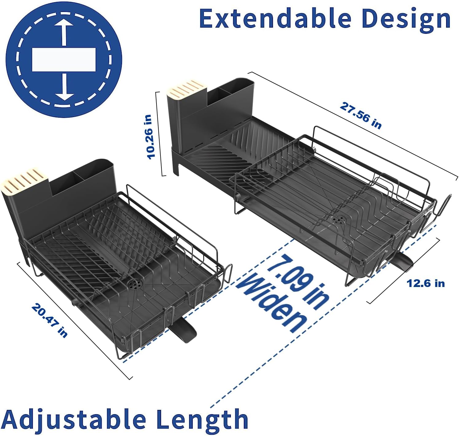 Runnatal Large Dish Drying Rack Stainless Steel Sink for Kitchen