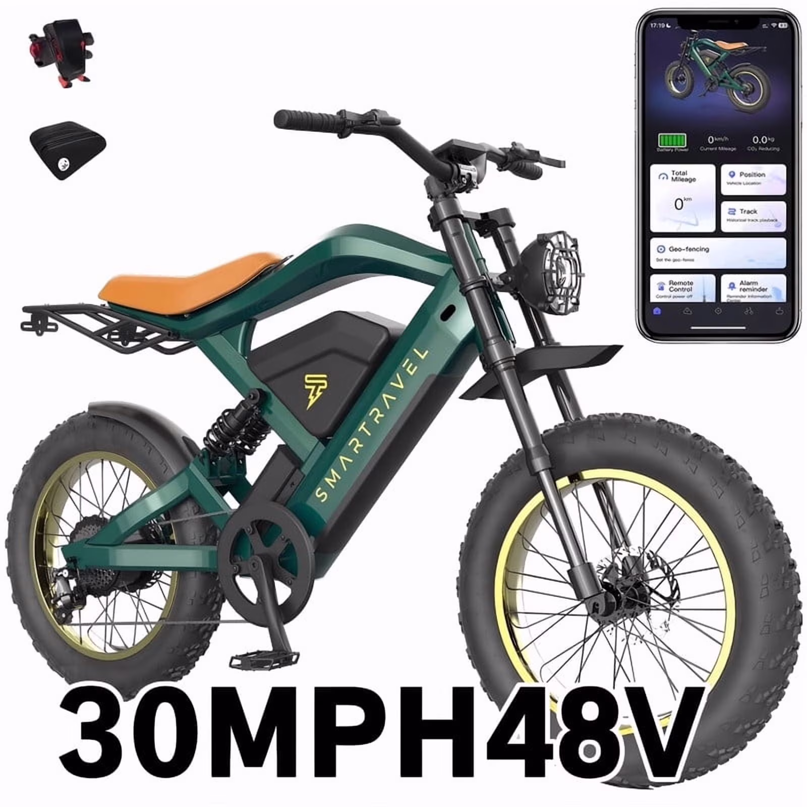 3000W(Peak) Motor 35MPH ST202 Electric Dirt Bike for Adults,52V50AH Dual Battery Ebike, 92+ Miles Range,20" Motorcycle Tire UL2849 Certified, Full Suspension(ZM22 2000W Green) - Image 5