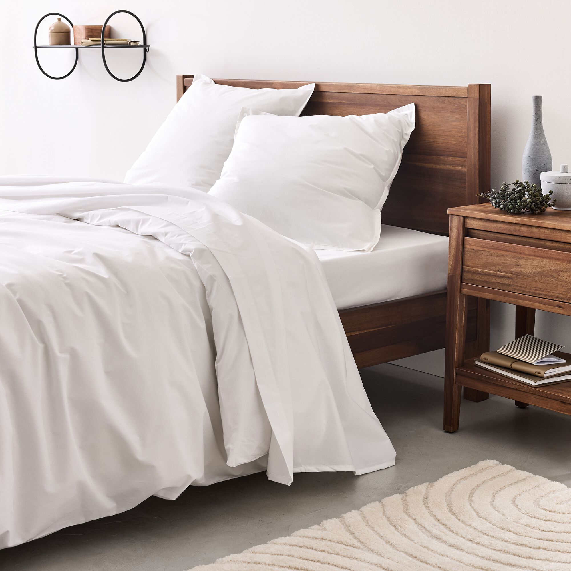 FLORE - Housse de couette en percale de coton 260x240cm - blanc