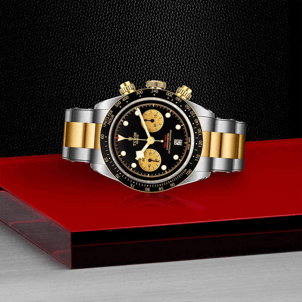 【Super Clone】TUDOR Black Bay S&G 41mm Black/Gold Dial Men's Chronograph Bracelet Watch M79363N-0001