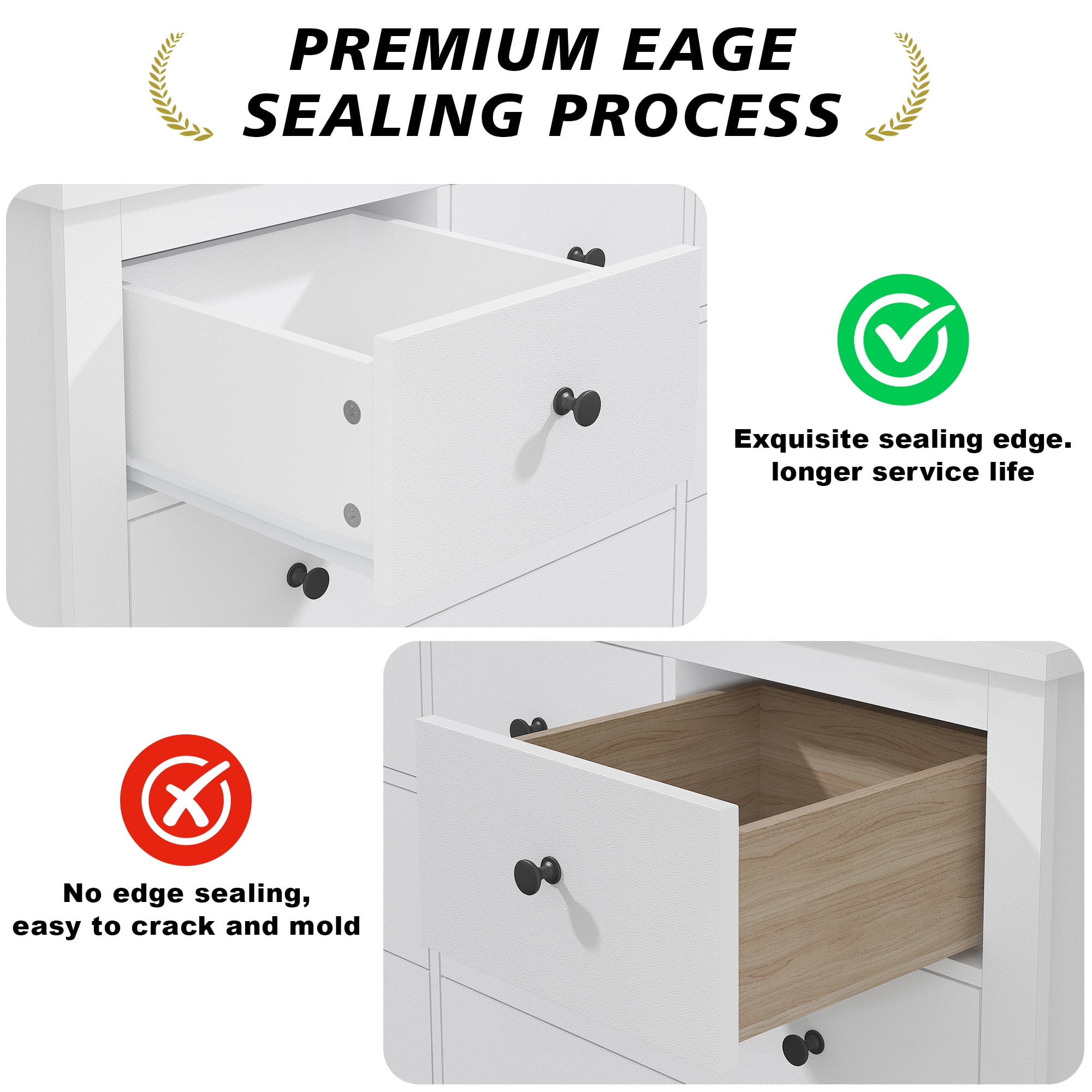 White Dresser for Bedroom with 10 Drawers Modern Wood Dressers Chests of Drawers Wide Dresser for Adults(10 Drawer,White) - Image 6