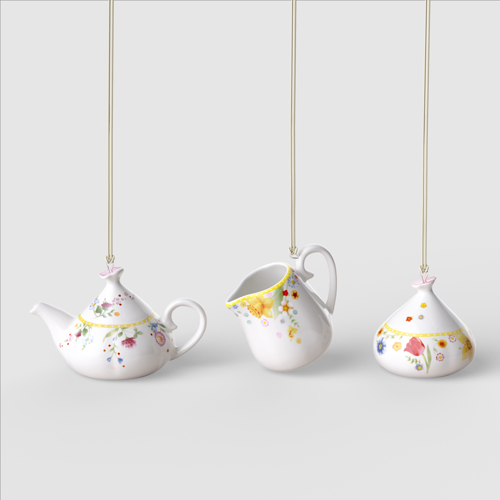 Spring Awakening Easter ornaments - Yellow, Premium Porcelain