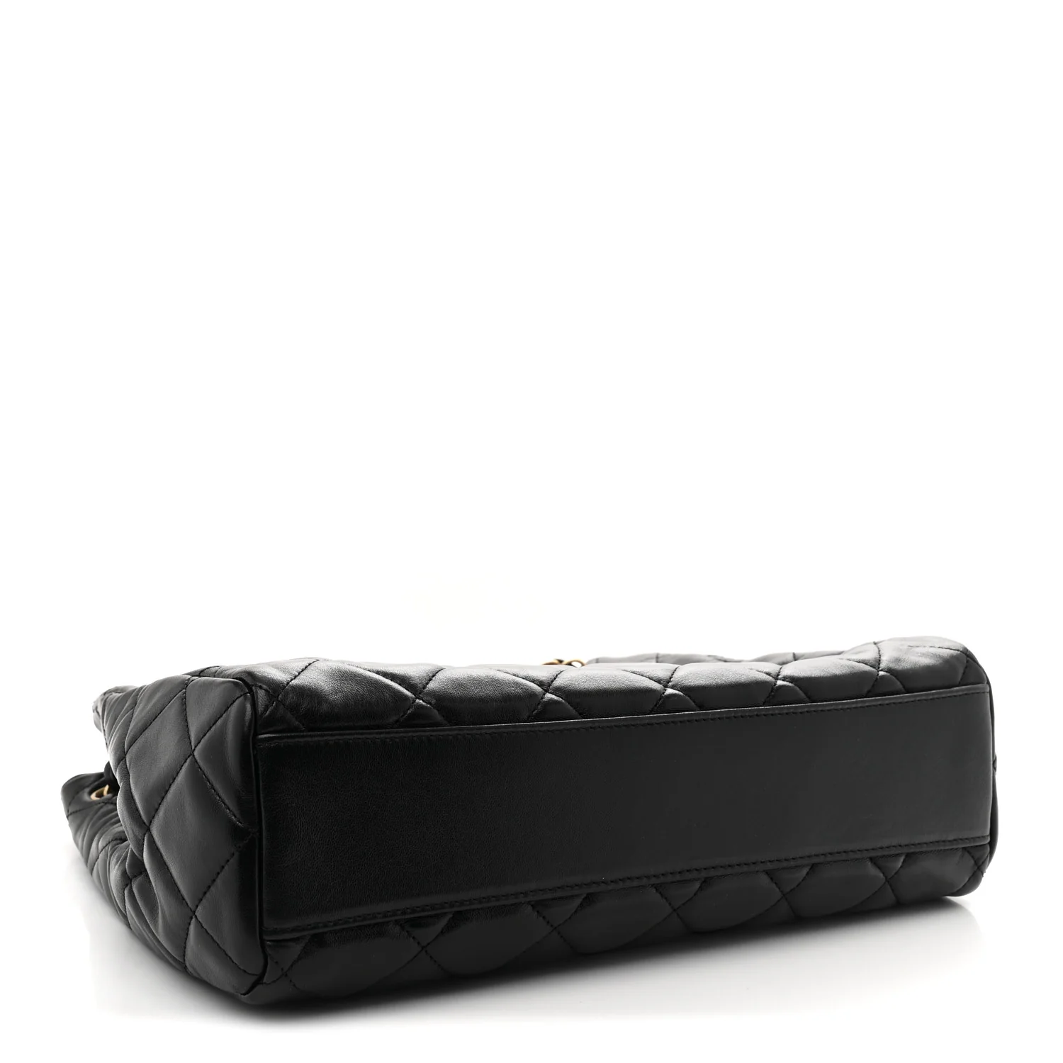 Shiny Calfskin Quilted Fancy Jewel Tote Bag Black