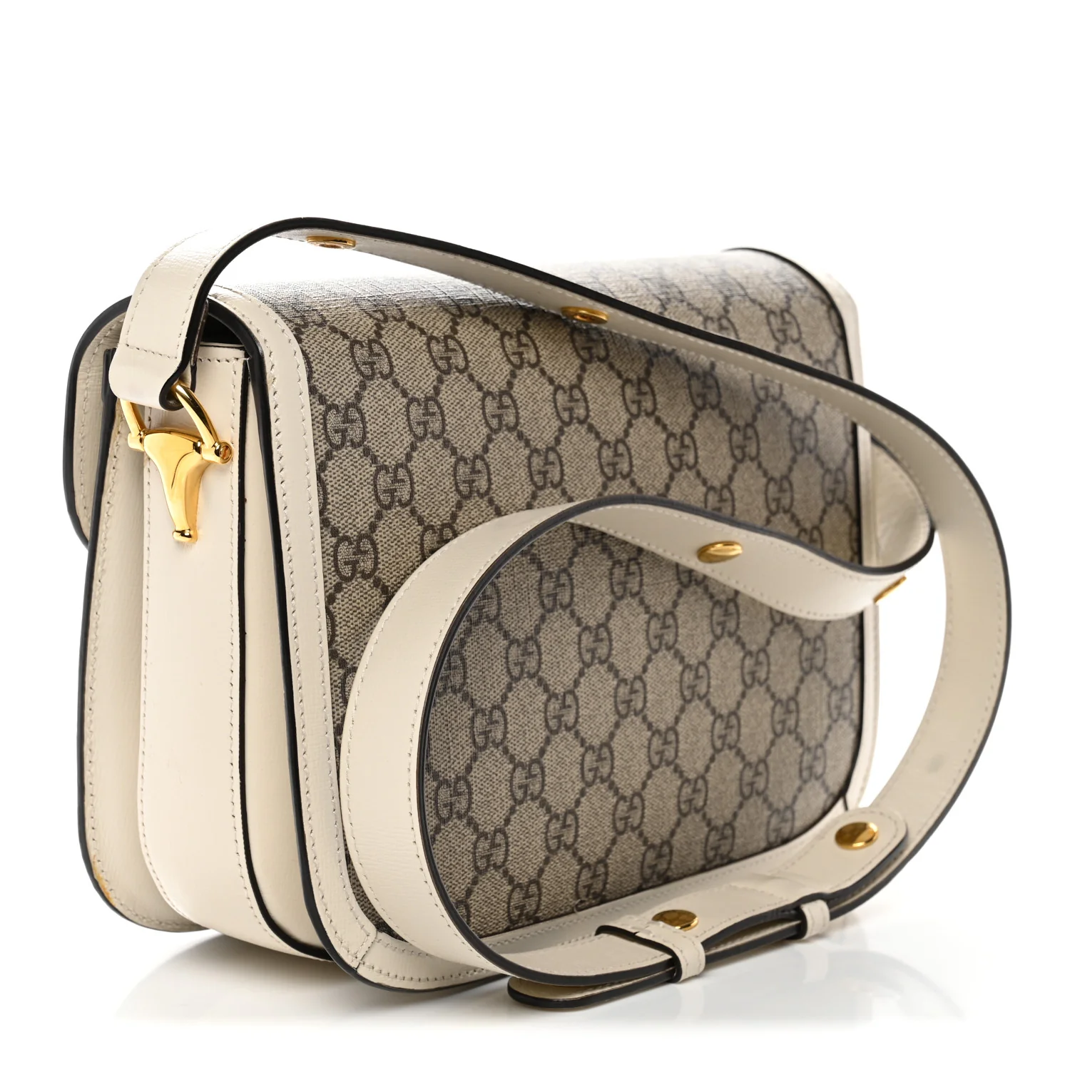 GG Supreme Monogram Horsebit 1955 Shoulder Bag Beige Mystic White