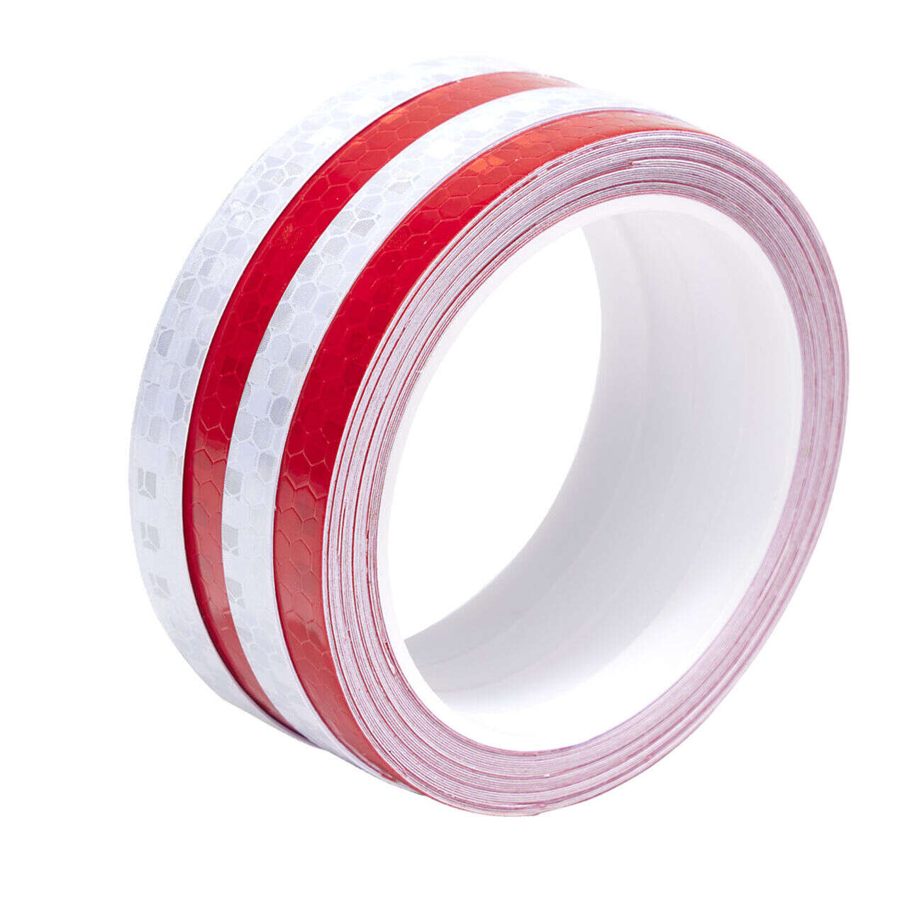 Bande adhésive réfléchissante et découpable x4 rouge et blanc 8m