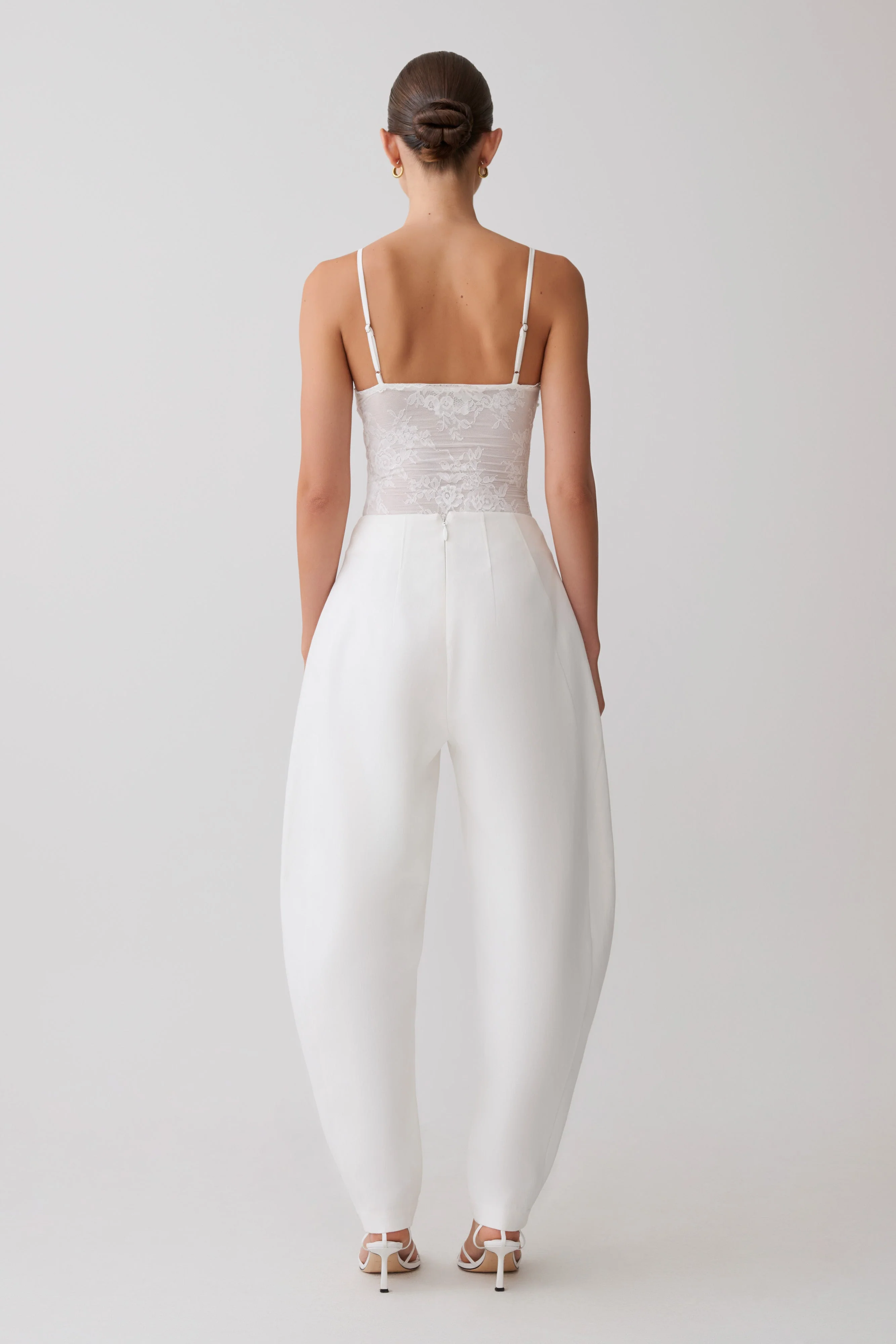 Jasper Sheer Plunge Lace Bodysuit - Ivory