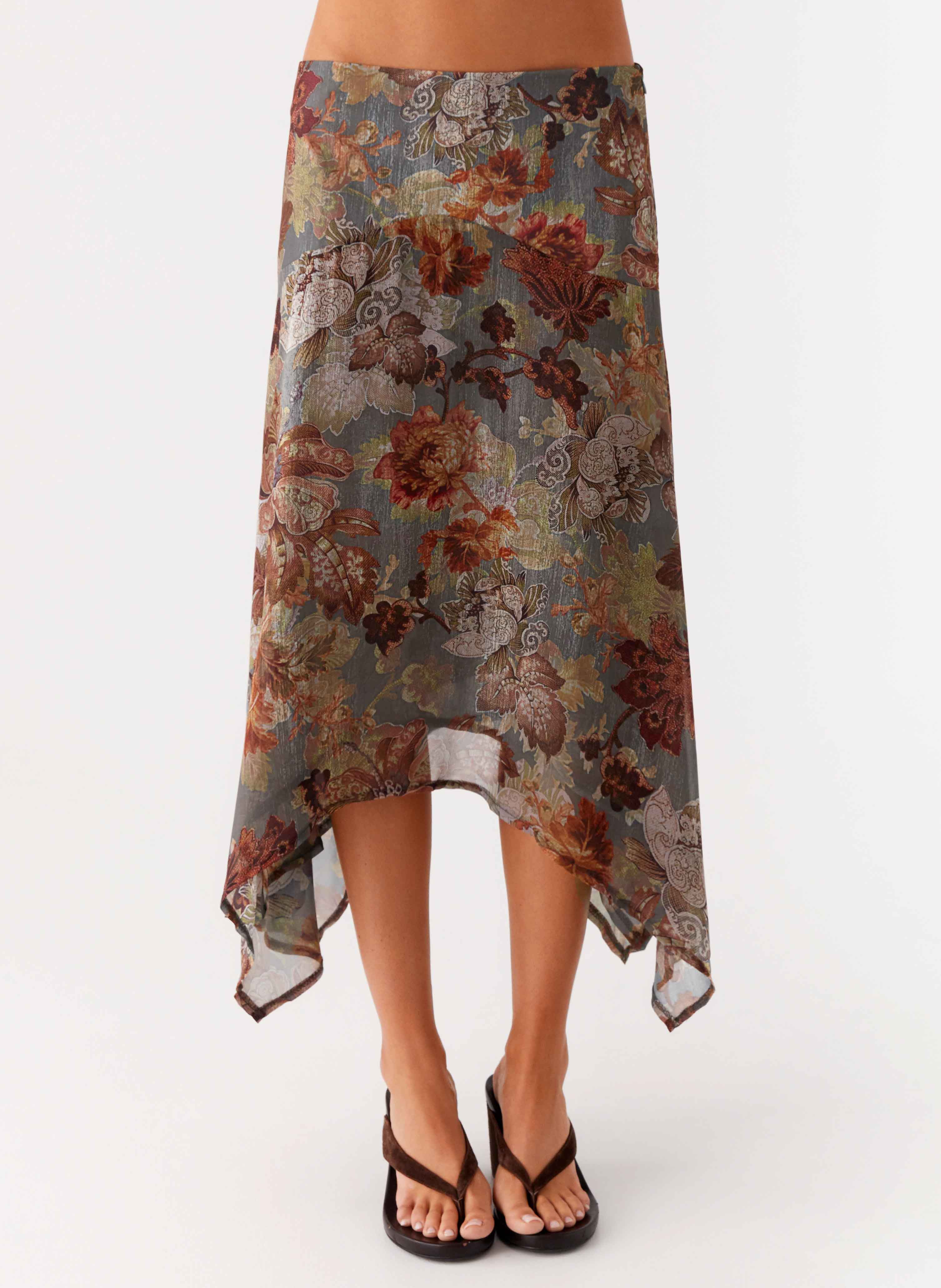 Rosewood Low Rise Midi Skirt - Vintage Blossom