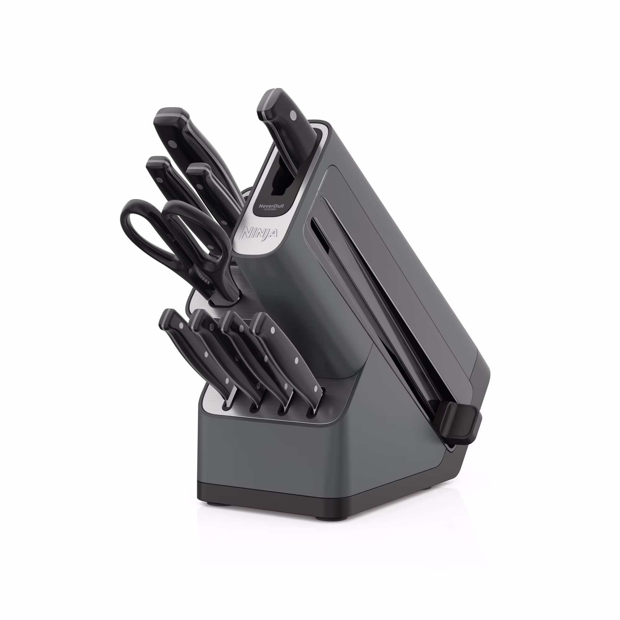 Ninja Foodi Neverdull 10 - Piece Stainless Steel Essential Knife System with Sharpener, K12010 Black/Gray