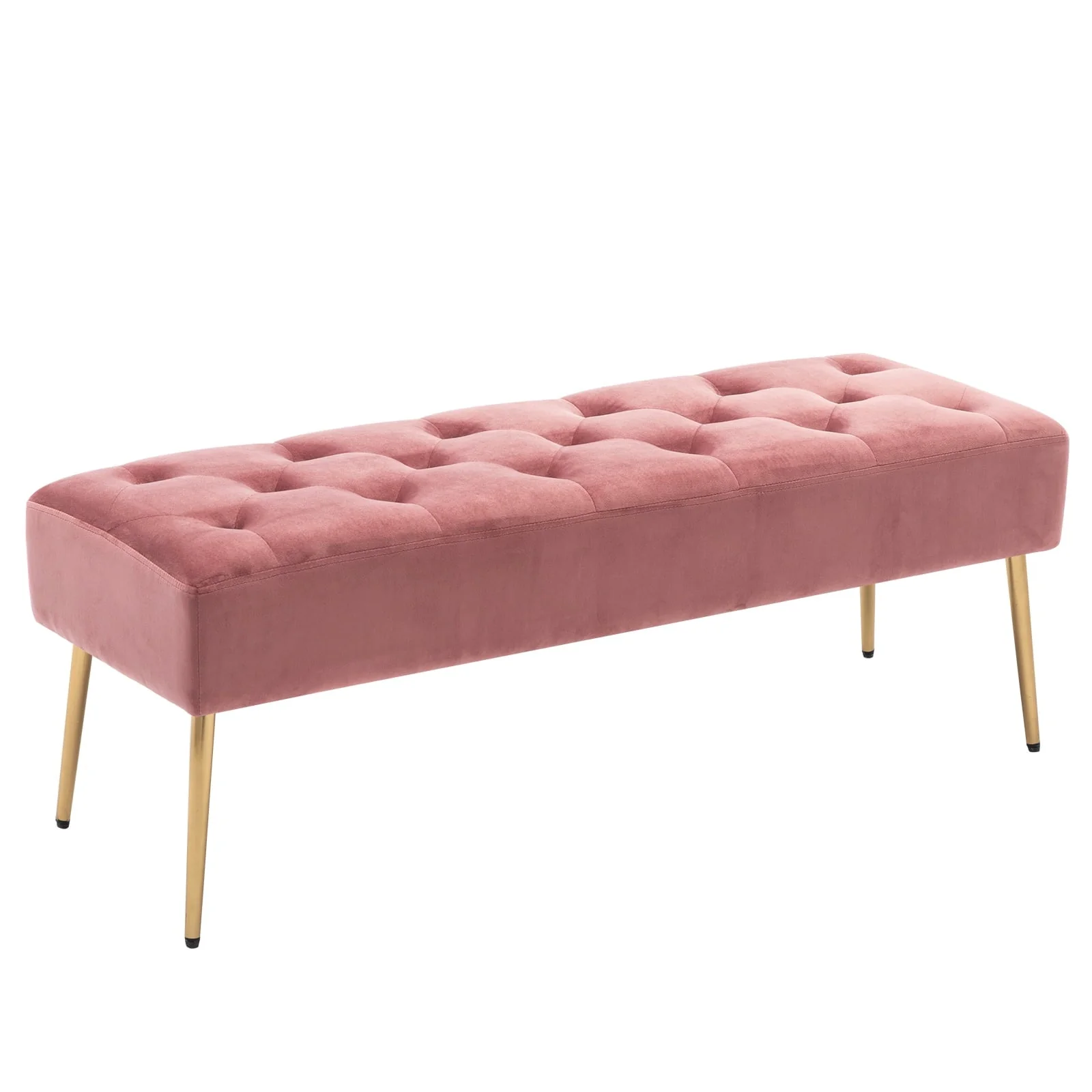 Duhome Elegant Lifestyle Modern Velvet Bench Ottoman, Upholstered Bench for Entryway Bedroom, Tufted End of Bed Bench, Pink(Atrovirens)