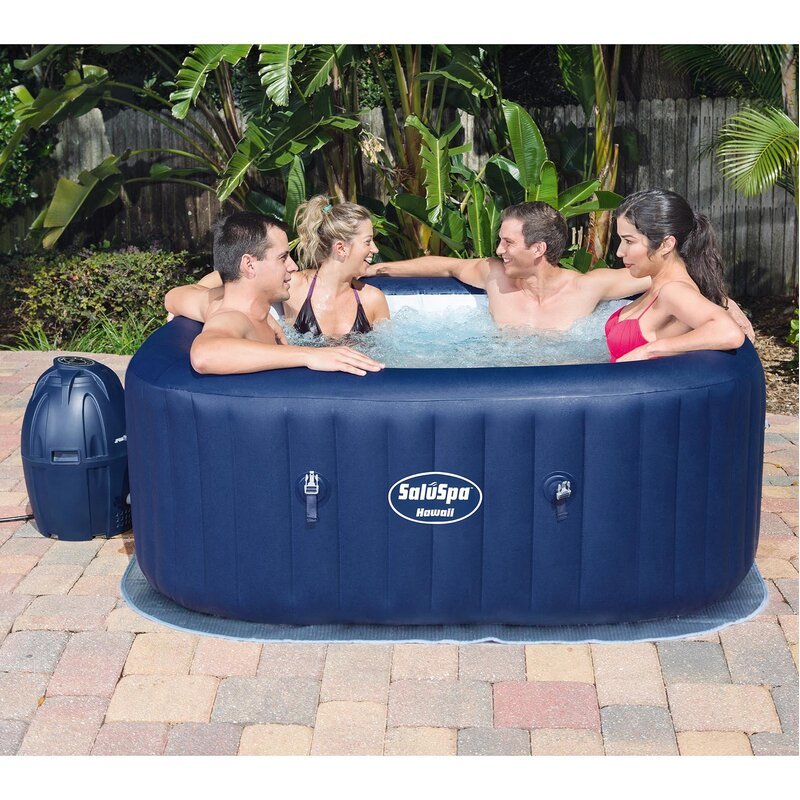 Spa gonflable rond Bestway Saluspa 6 personnes, 60 jets, en vinyle bleu marine