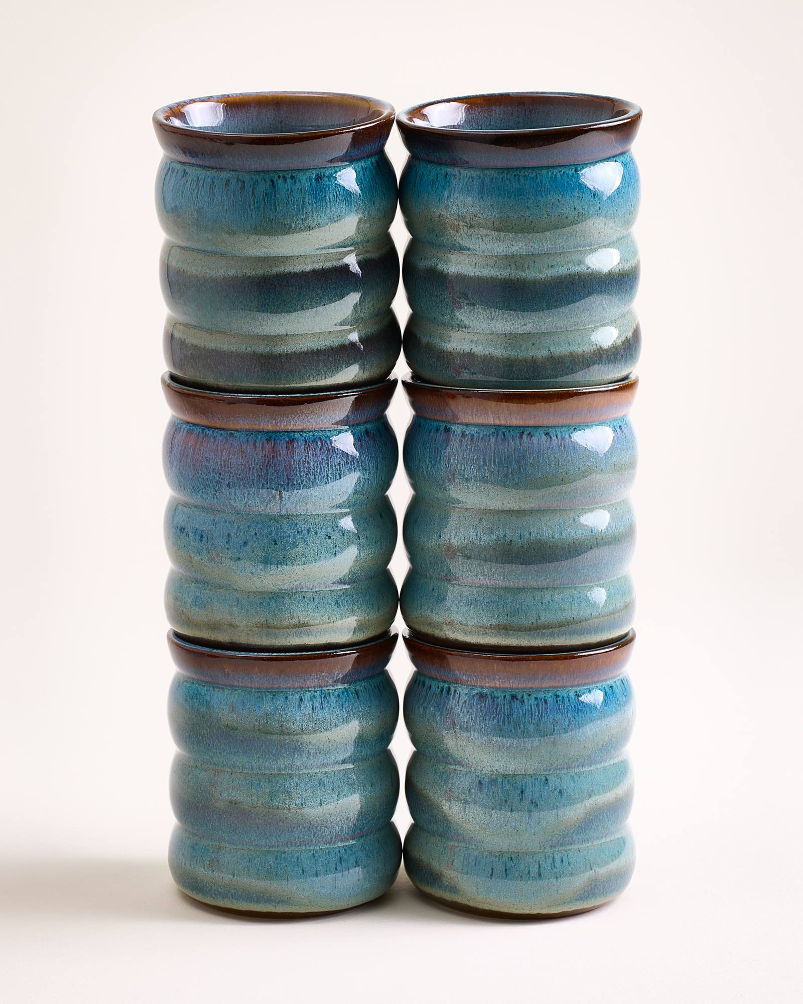 MADEIRA - LARGE CUP BUBBLE GREEN-BLUE SET OF 6