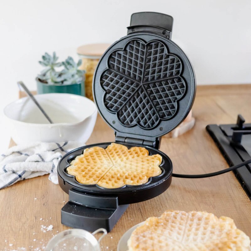 Vaffeljern XL 5 hjerter 900W 18,5 cm svart