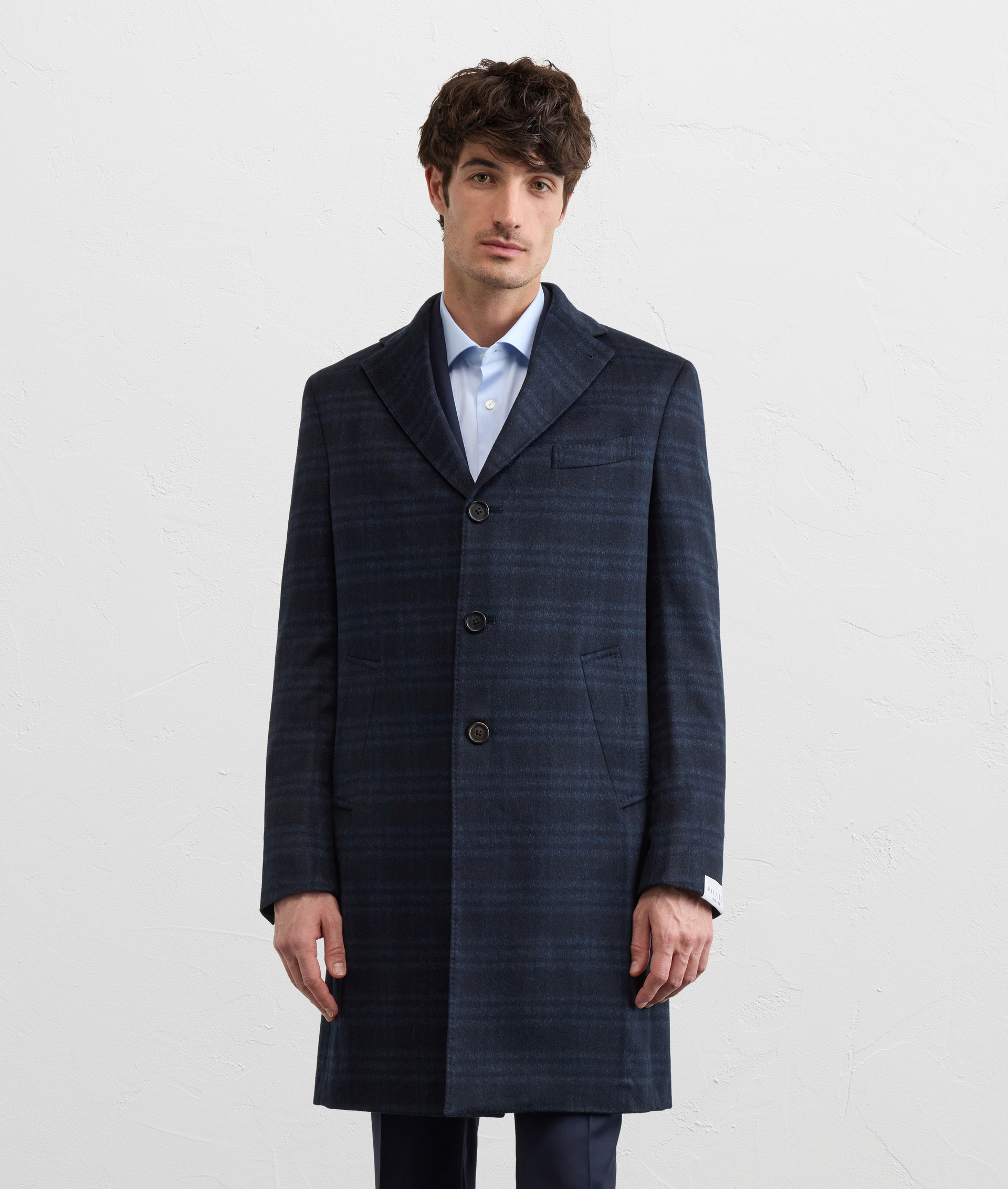 NAVY BLUE CASHMERE SINGLE BREASTED REGULAR FIT COAT
