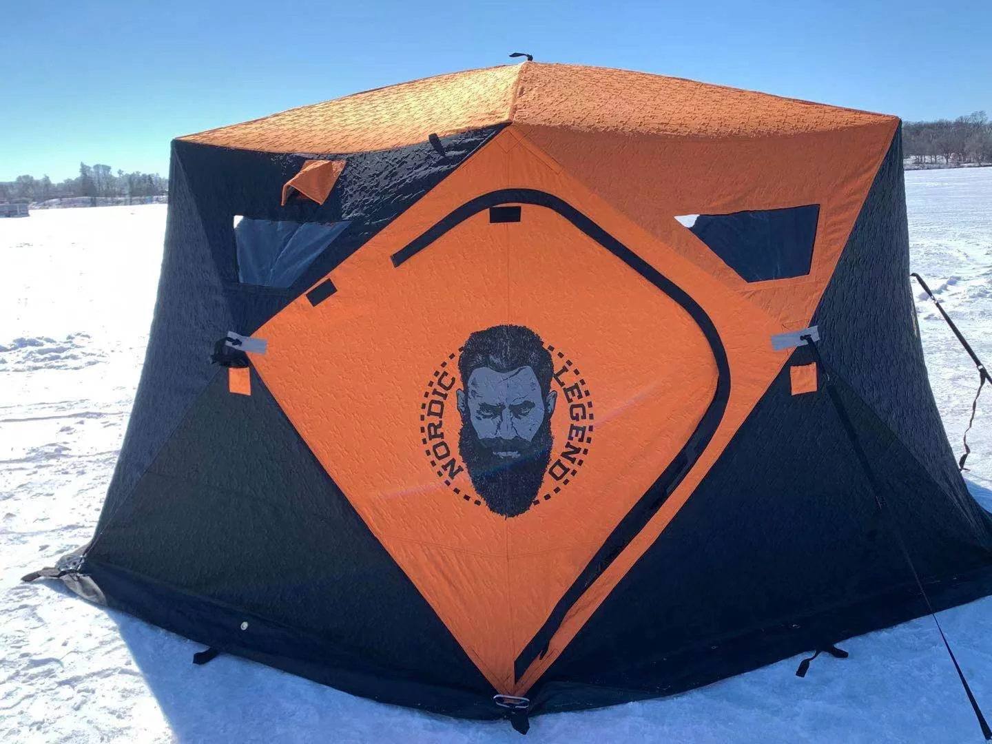 AURORA LODGE 12' x 12' x 7.5" Tall Portable Ice Fishing Shelter with Single Door - Image 4