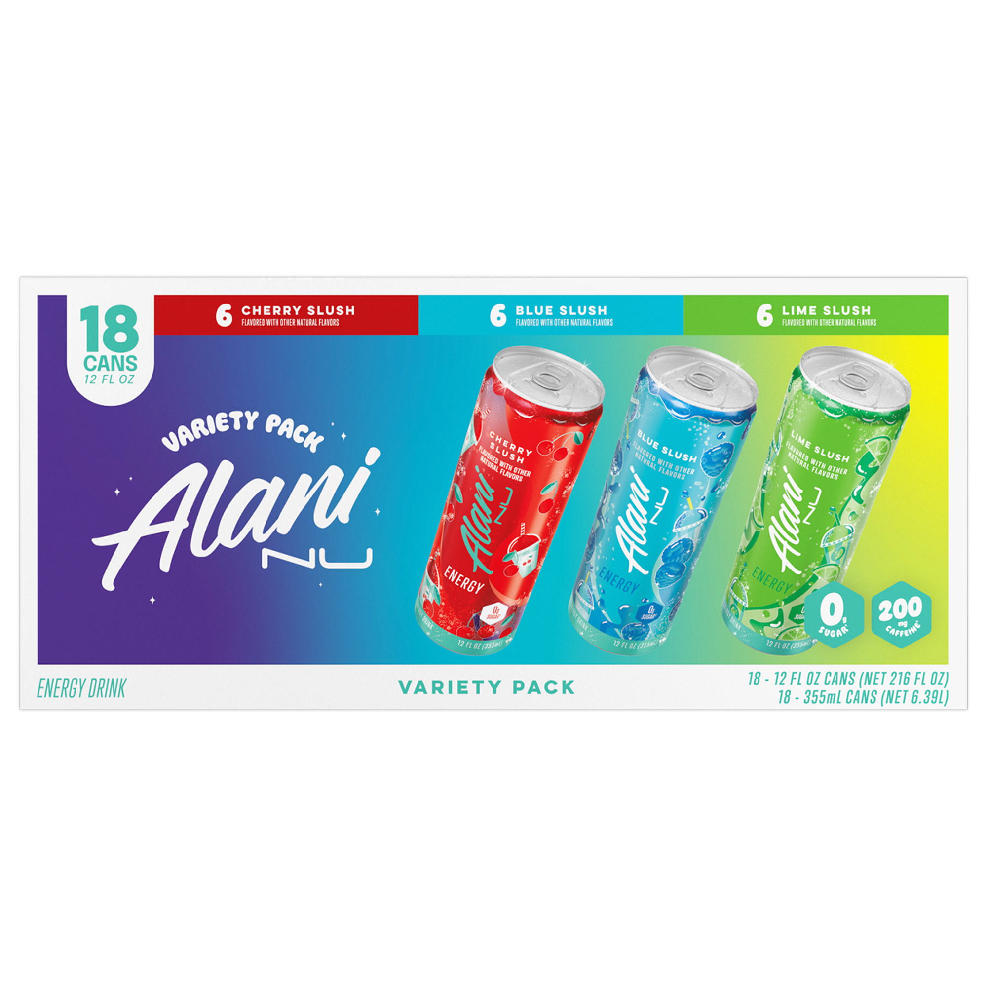 Alani Nu Energy Drink, Lime Slush Variety Pack, 12 Fl Oz, 18 - Count