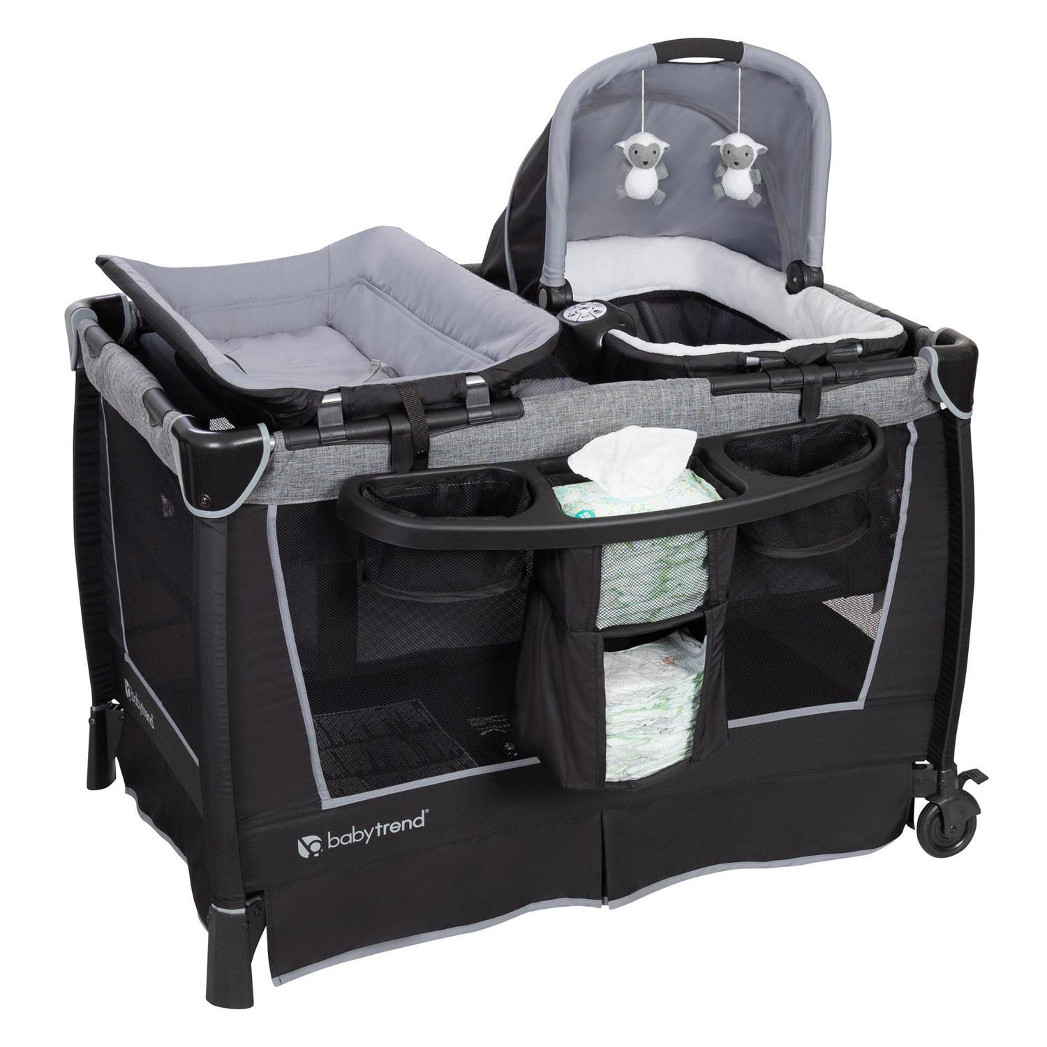 Simply Smart Nursery Center Playard with Bassinet and Travel Bag Whisper Grey