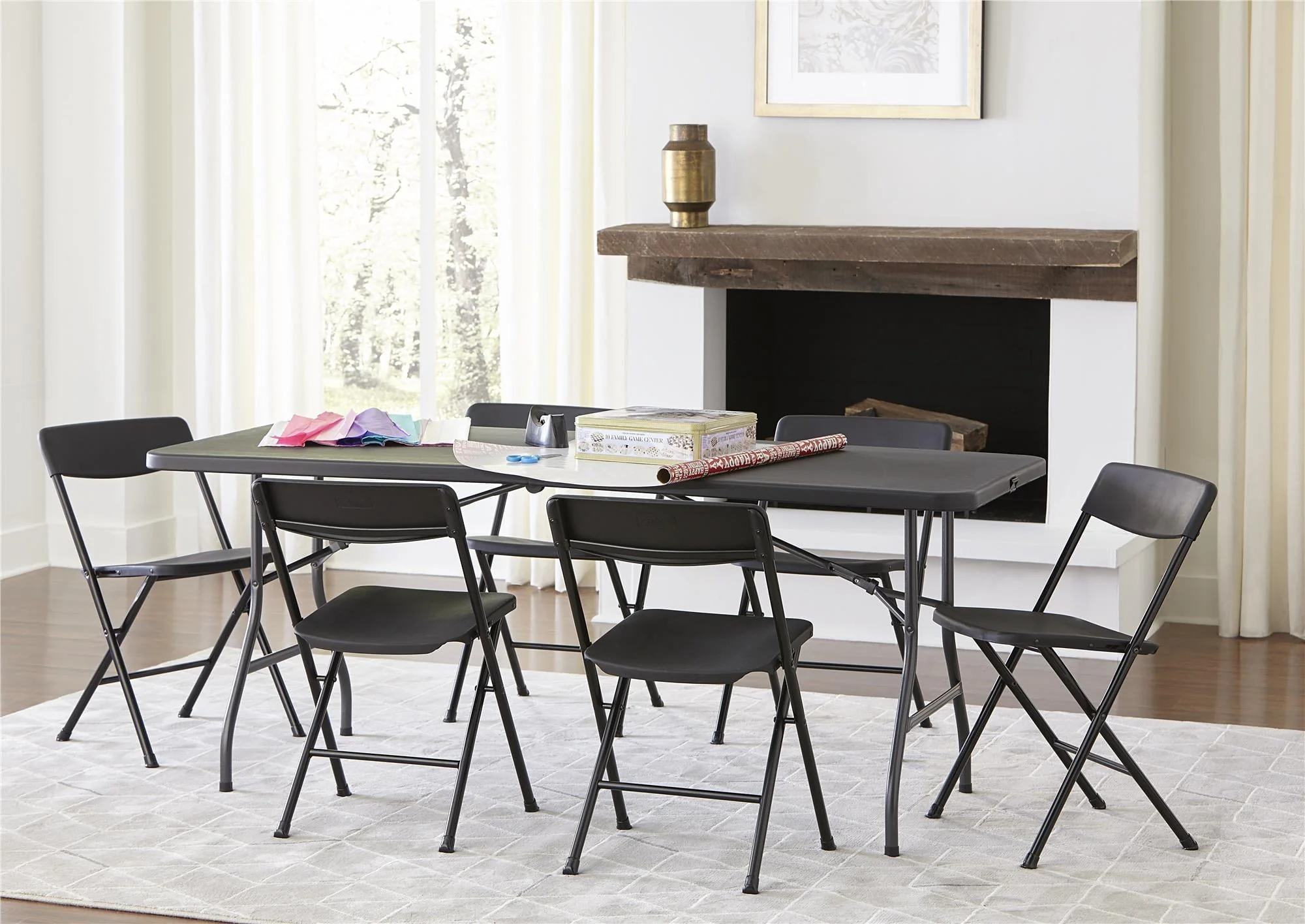 Cosco 6 Foot Centerfold Folding Table, Black