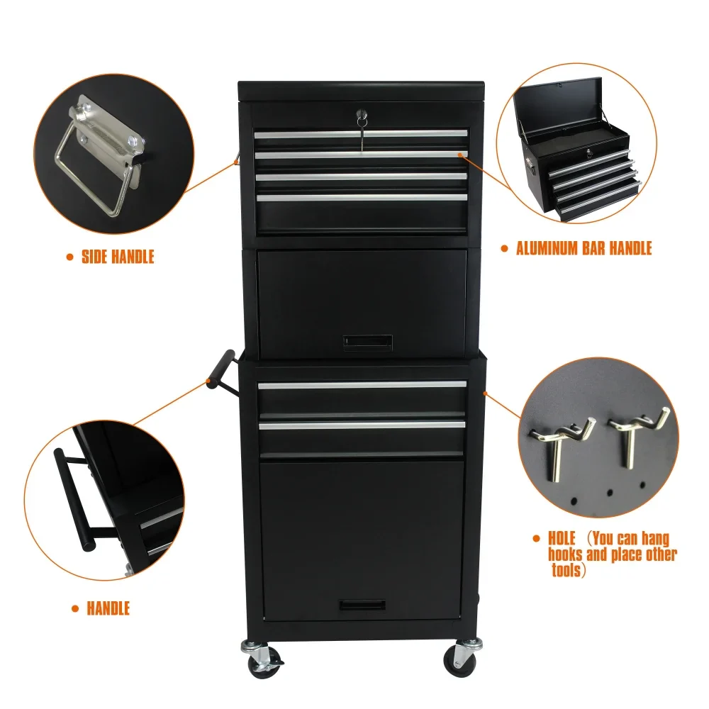 6 Drawers Rolling Tool Chest Cabinet,High Capacity Tool Storage Cabinet ,Rolling Tool Box with Wheels and Locking System,Portable Tool Organizer for Garage Warehouse Workshop