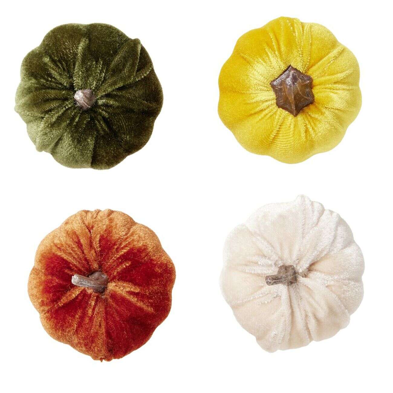 Décoration à poser forme citrouille velours 4 pièces Ø7,5xH6,5cm