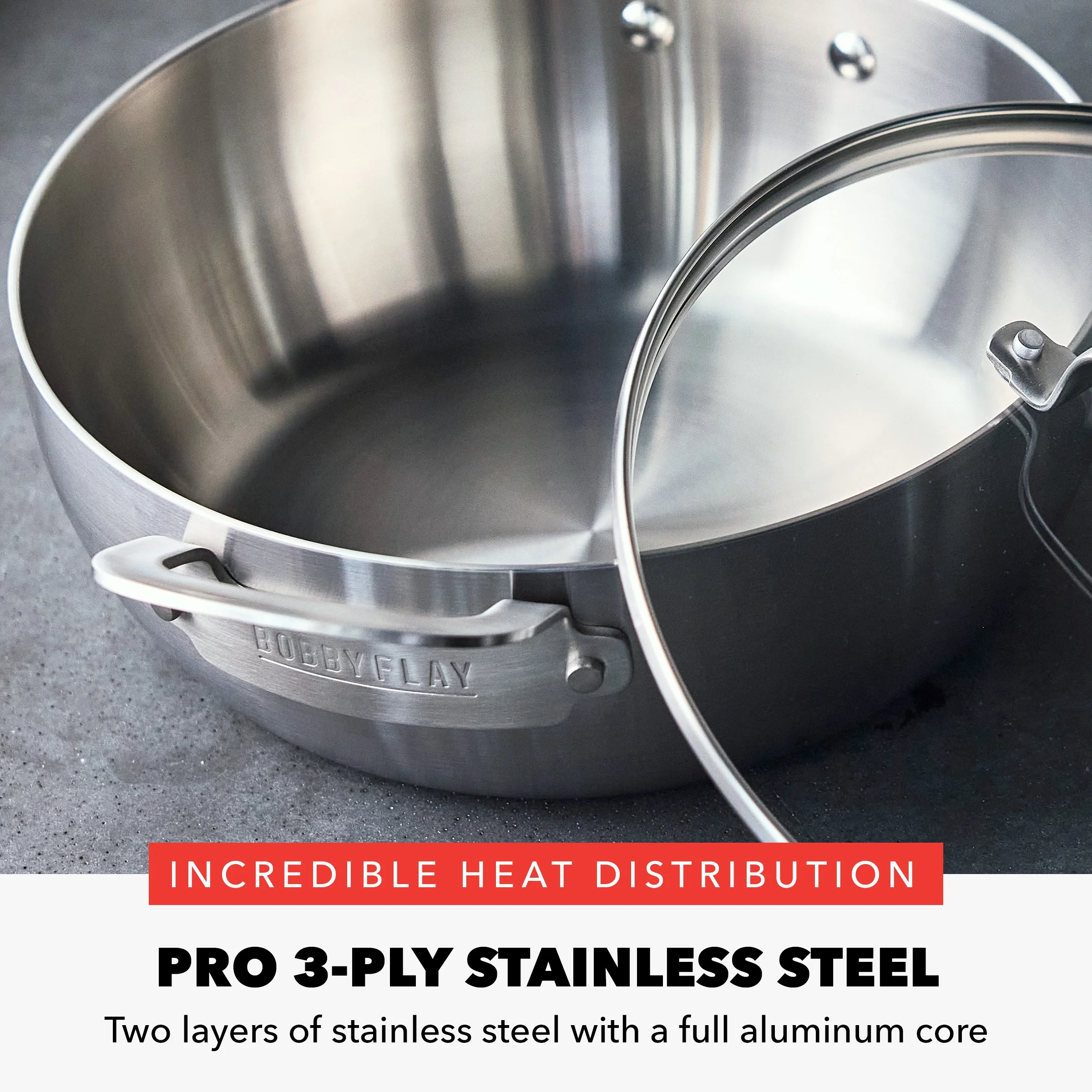 Greenpan Bobby Flay 10 - Piece Stainless Steel Cookware Set, Ceramic Nonstick Fry Pans, Dishwasher Safe