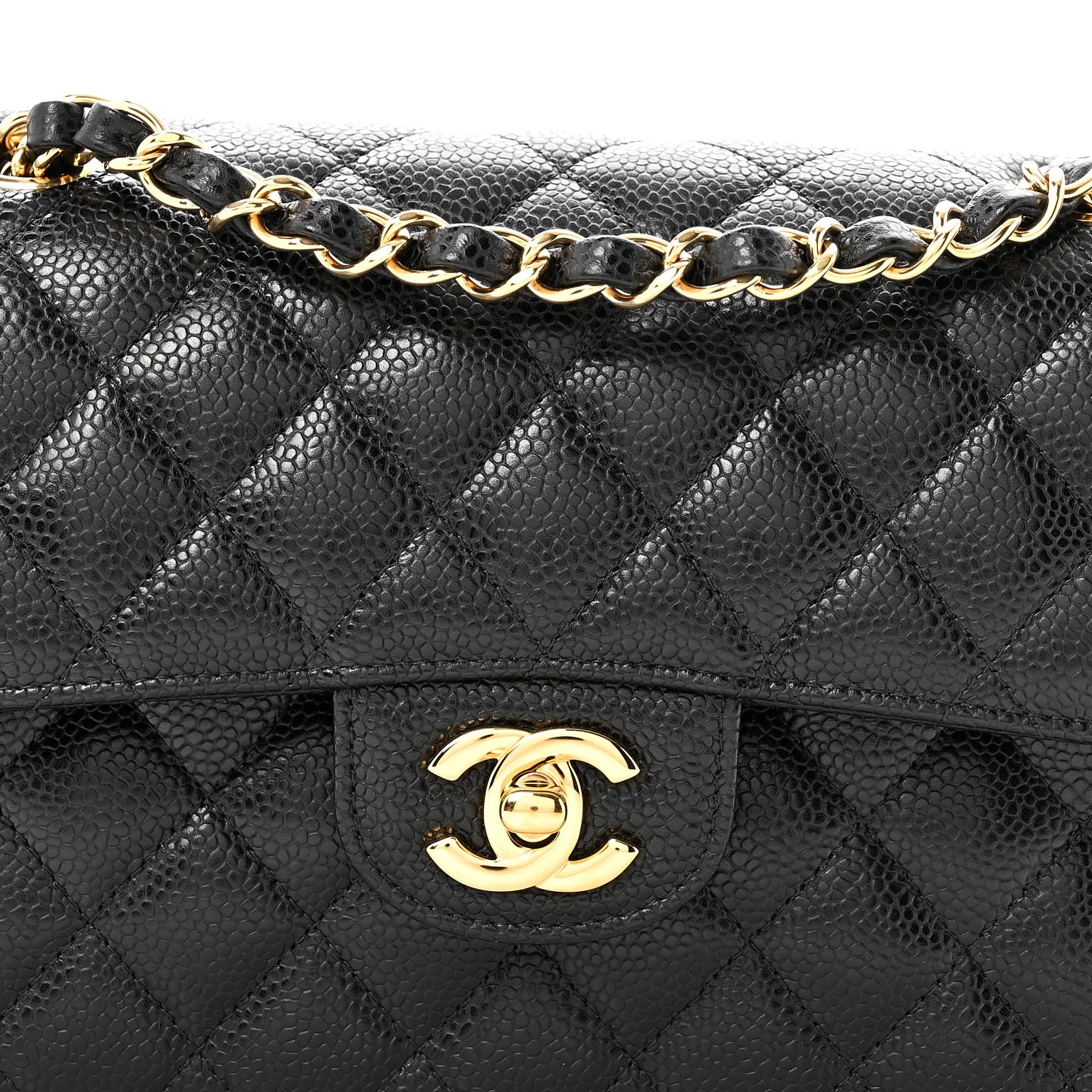 Caviar Quilted Small Double Flap Black