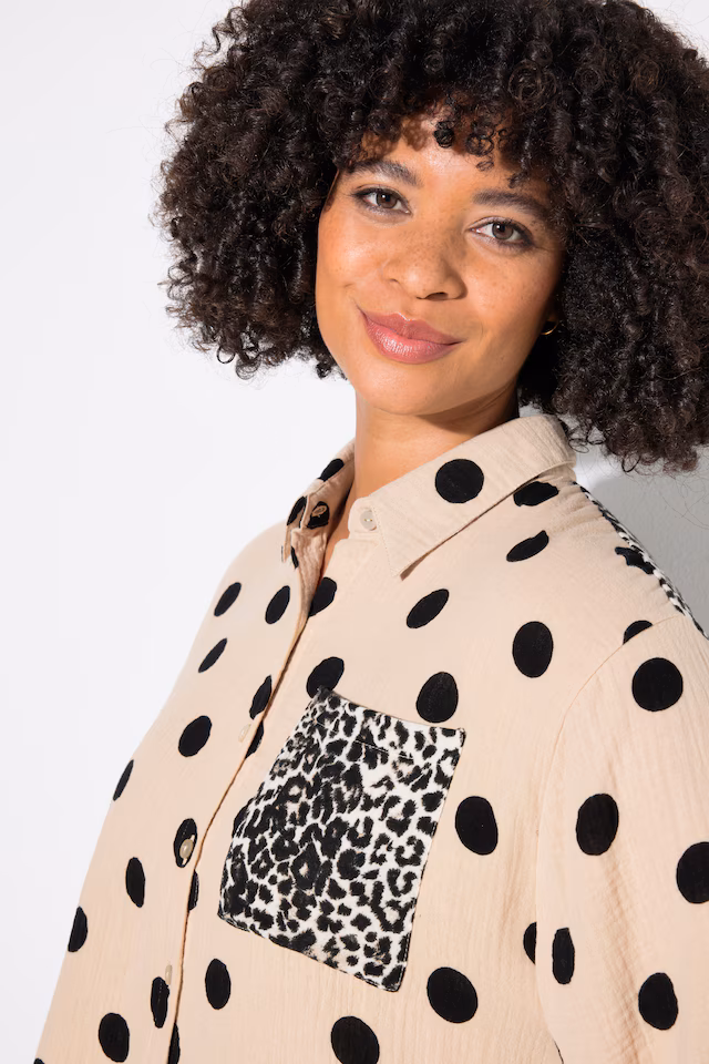 Oversized patterned muslin blouse