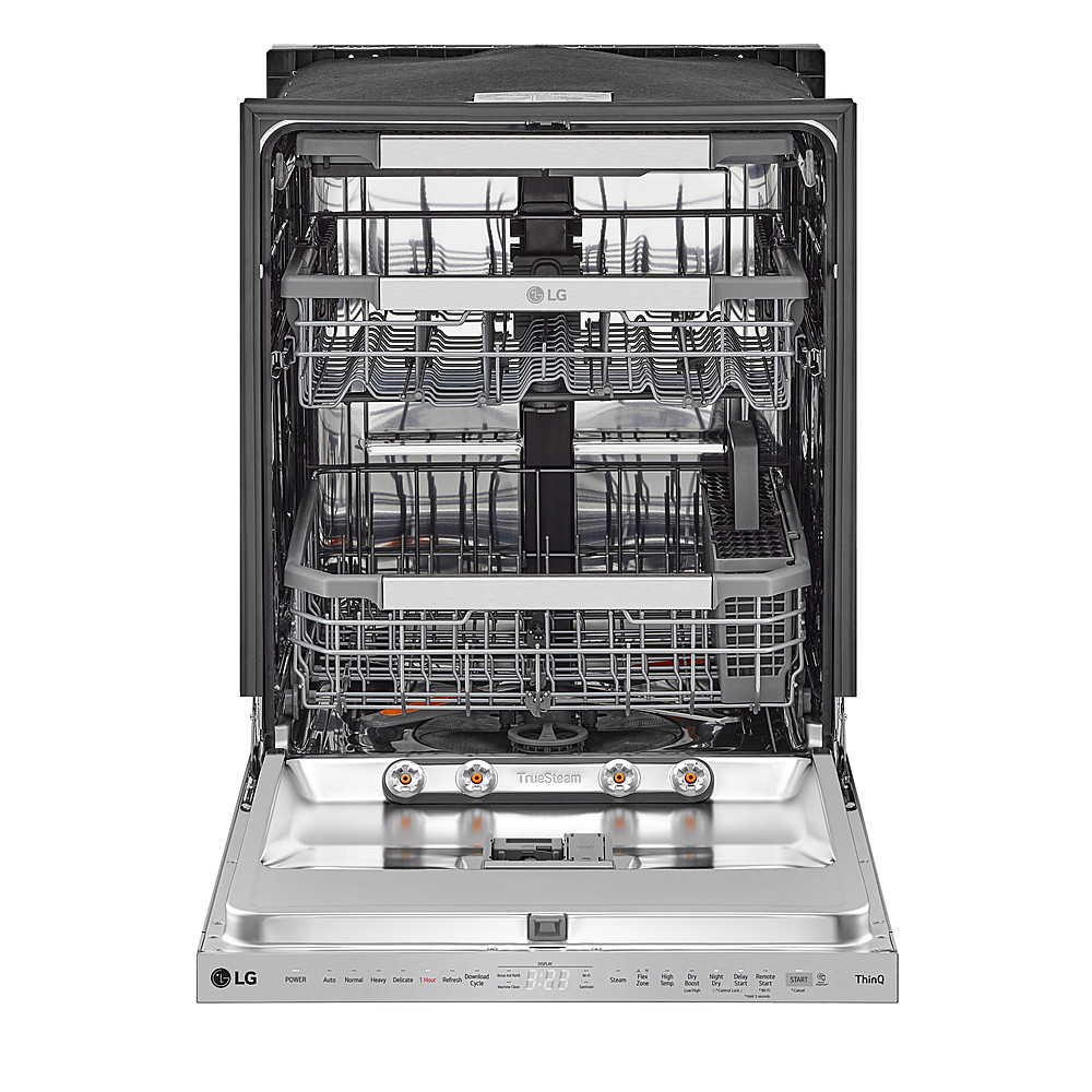 Lave-vaisselle encastrable intelligent 24″ à commandes supérieures avec cuve en acier inoxydable, 3e panier, QuadWash Pro et 42 dBA – Acier inoxydable