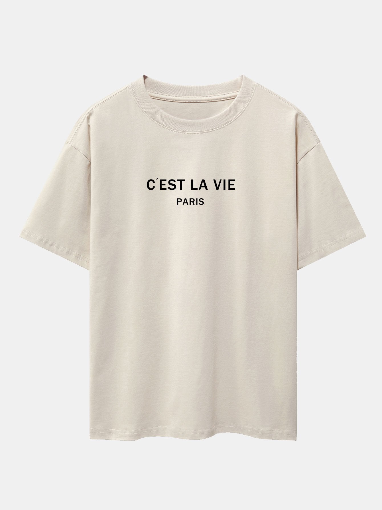 T-shirt oversize à imprimé lettres Paris et épaules tombantes