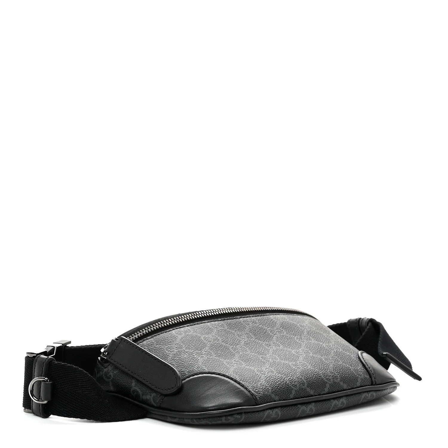 GG Supreme Monogram Emblem Calfskin Small Belt Bag Black Grey