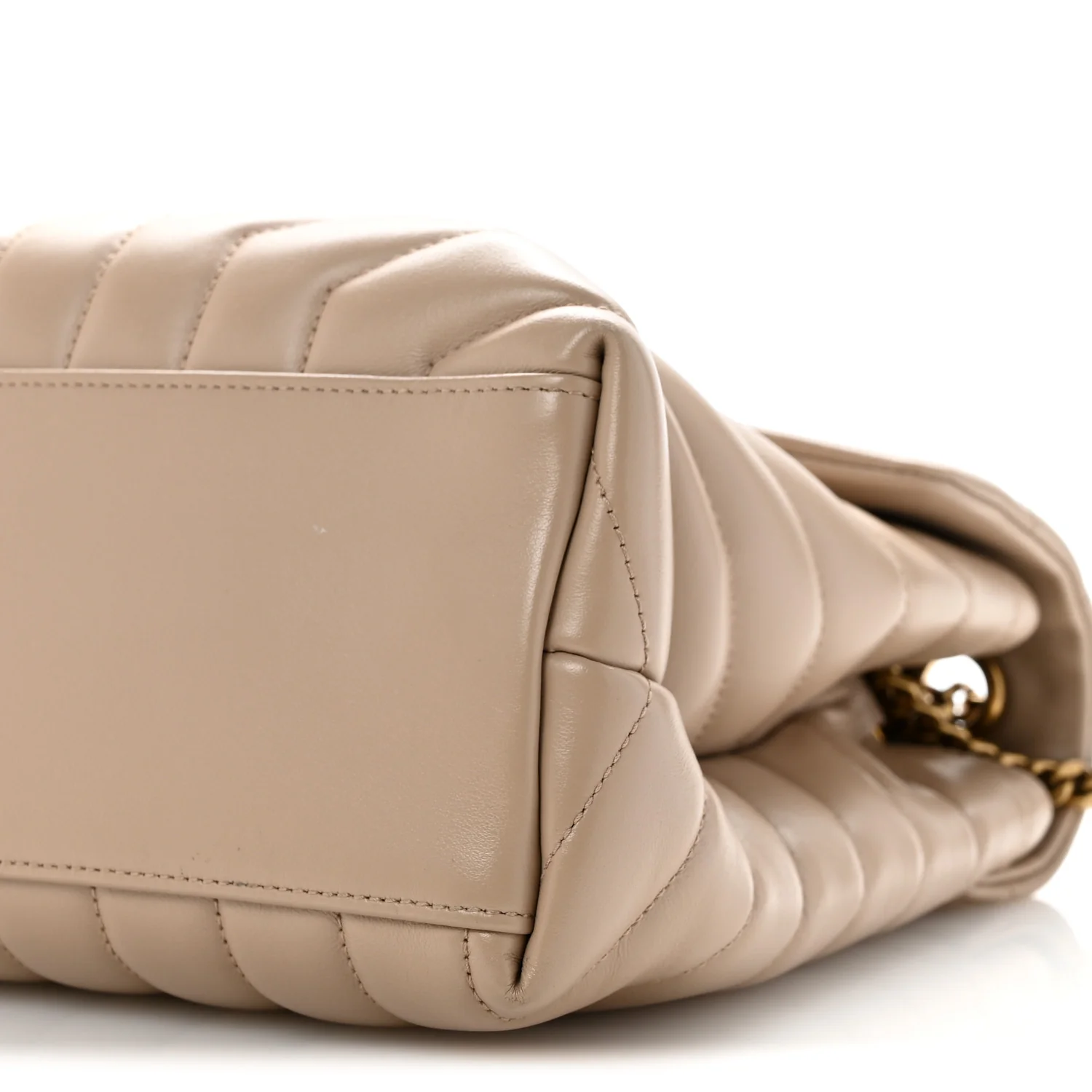 Calfskin Y Quilted Monogram Medium Loulou Chain Satchel Dark Beige