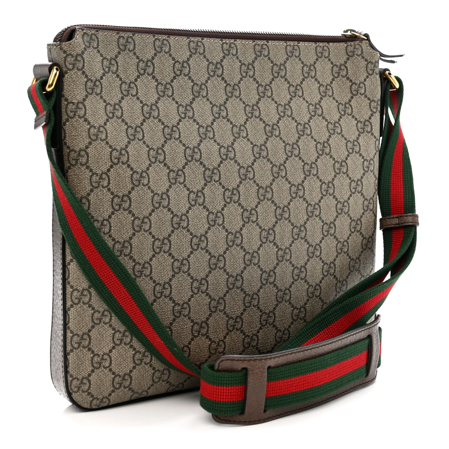 Soft GG Supreme Monogram Courrier Web Medium Flat Messenger Bag Beige New Acero Multicolor